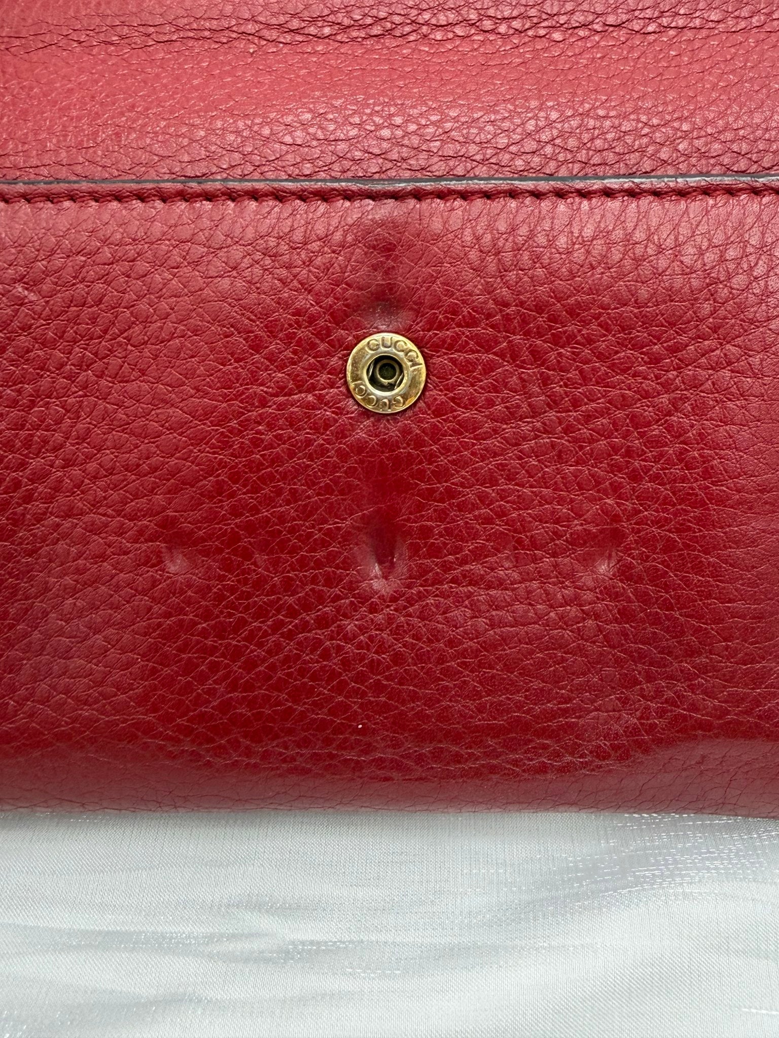 Gucci Red Leather Bamboo Wallet on a Chain