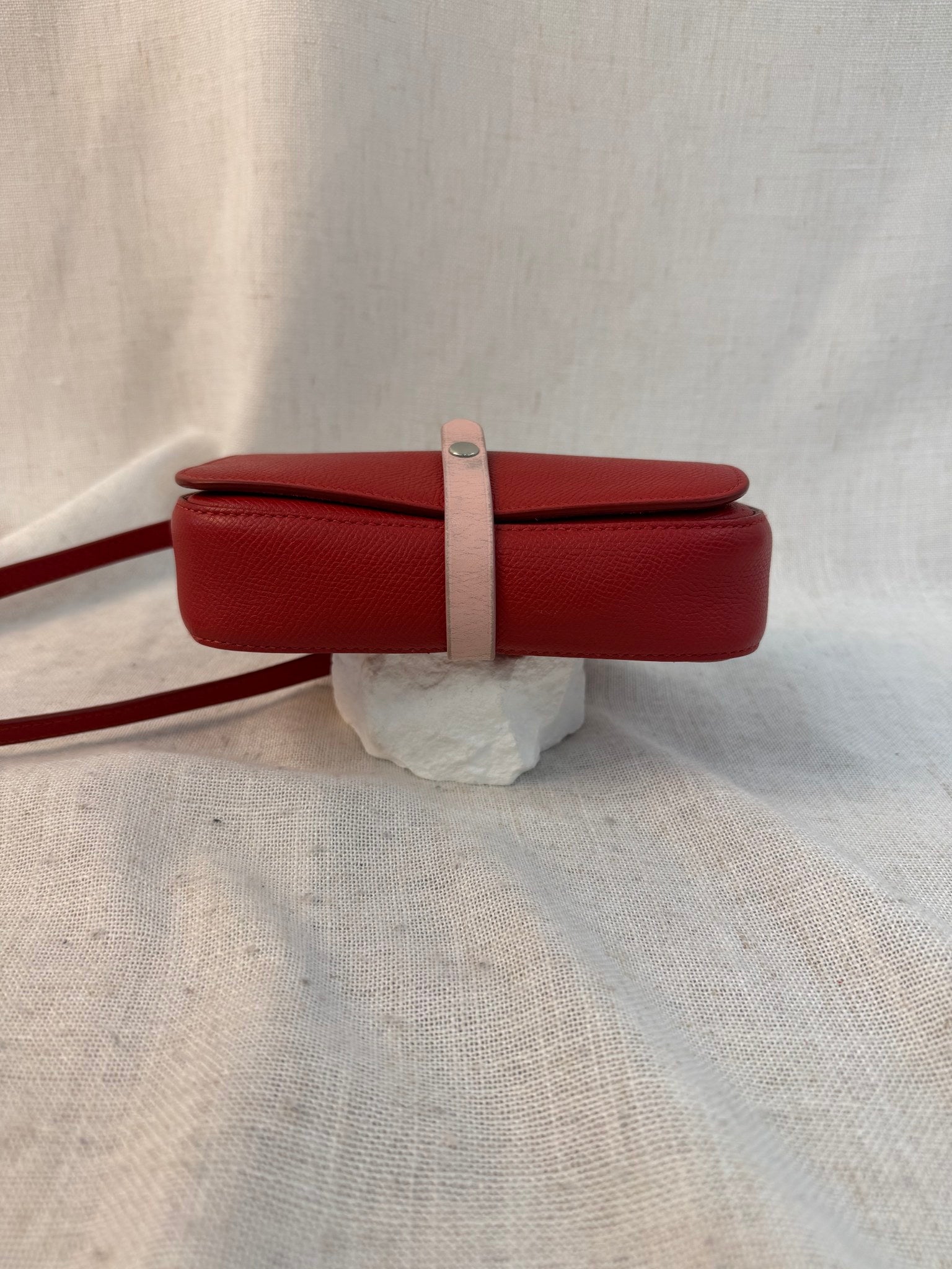 Celine Red Leather Celine Strap Clutch Bag