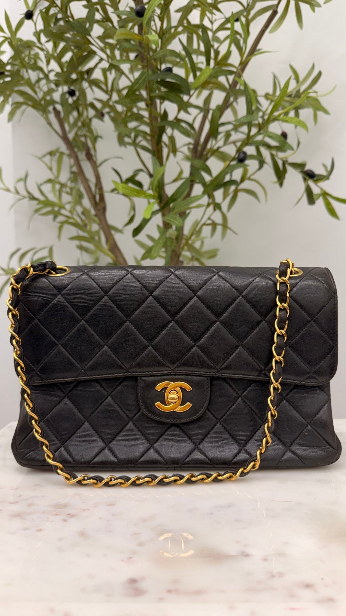 Chanel Black Quilted Lambskin Classic Medium Double Lock Sided Flap Bag