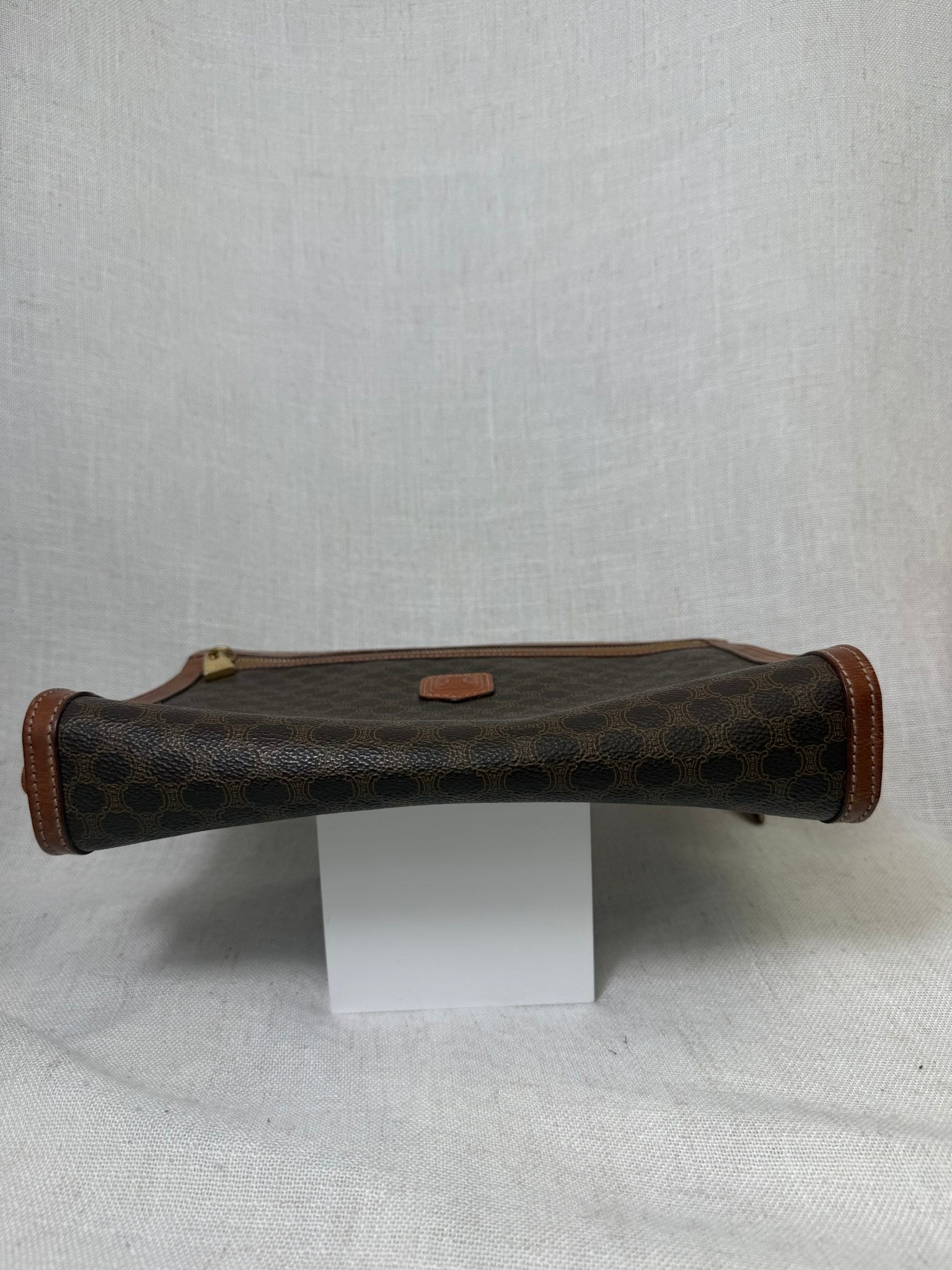 Celine Brown Coated Canvas Macadam Travel Pouch Bag