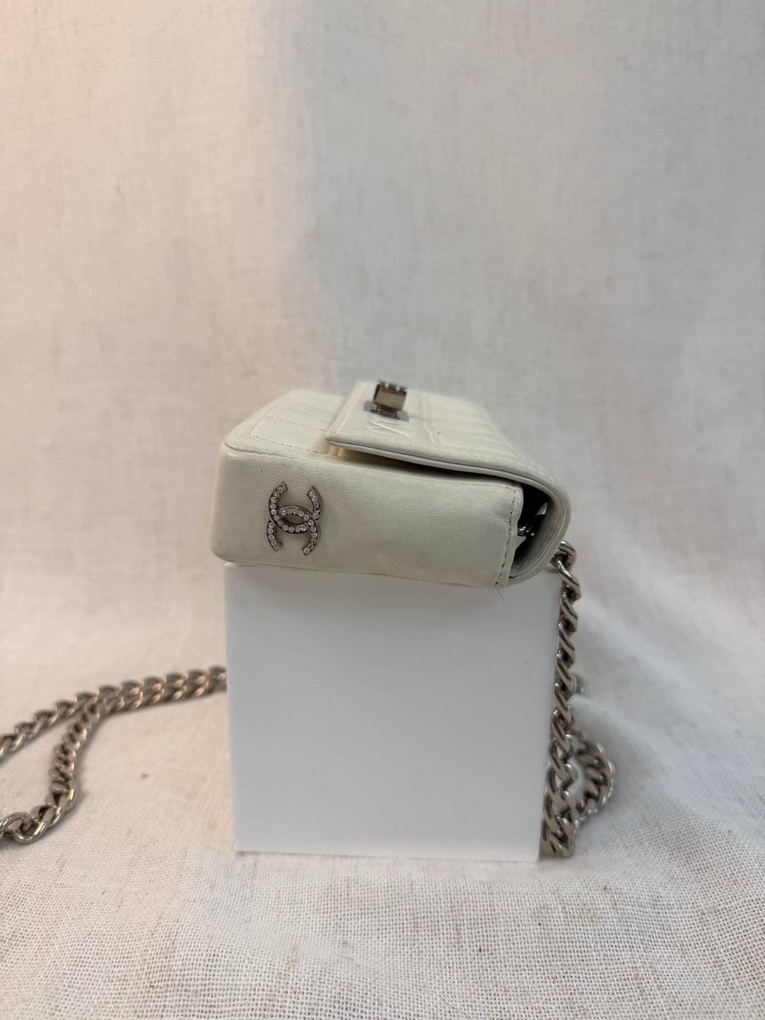 Chanel White Calfskin Mini Flap Bag