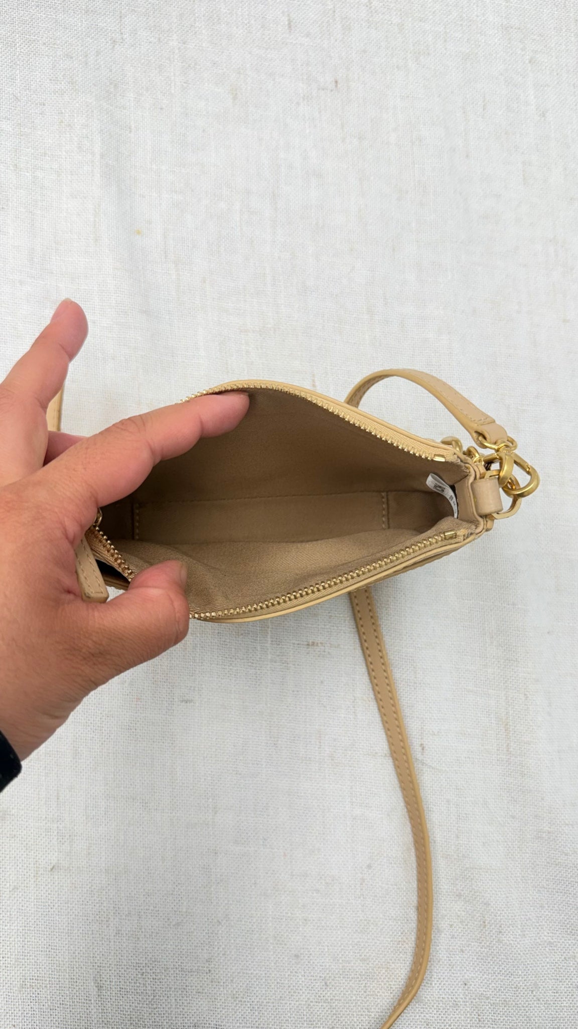 MCM Beige Leather Chain Crossbody Bag