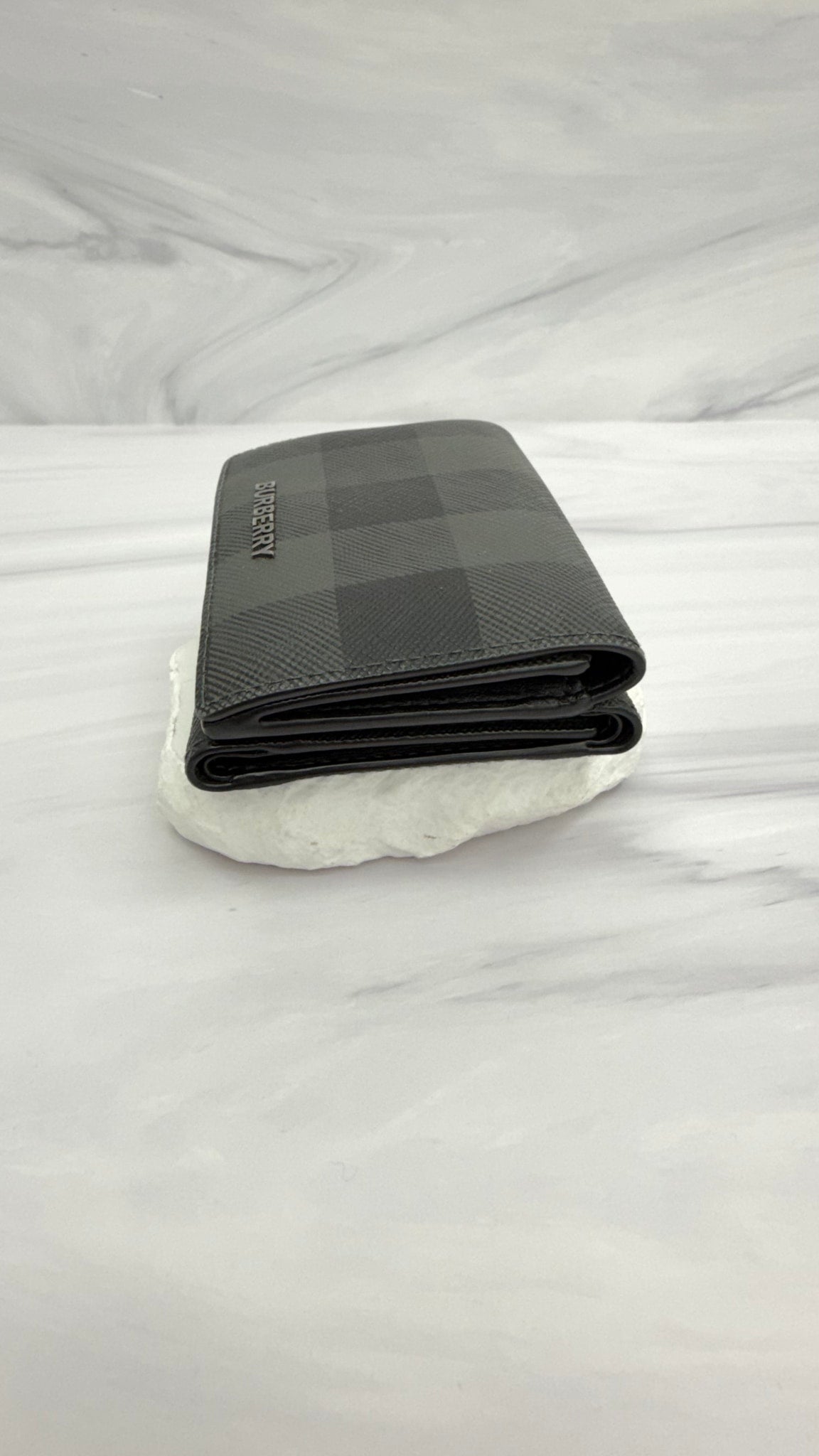 Burberry Grey And Black PVC Trifold Wallet