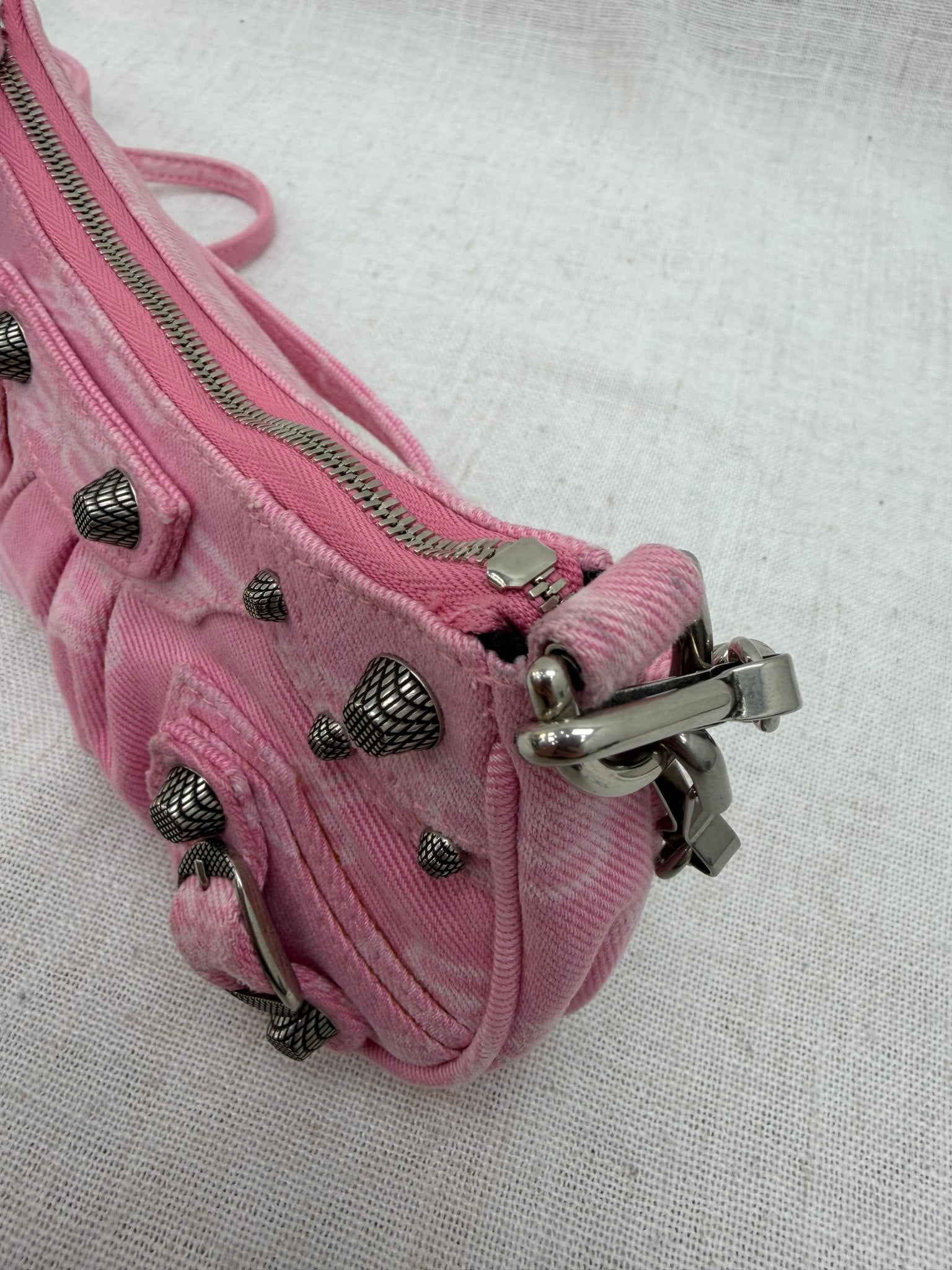 Balenciaga Pink Denim Le Cagole Shoulder Bag