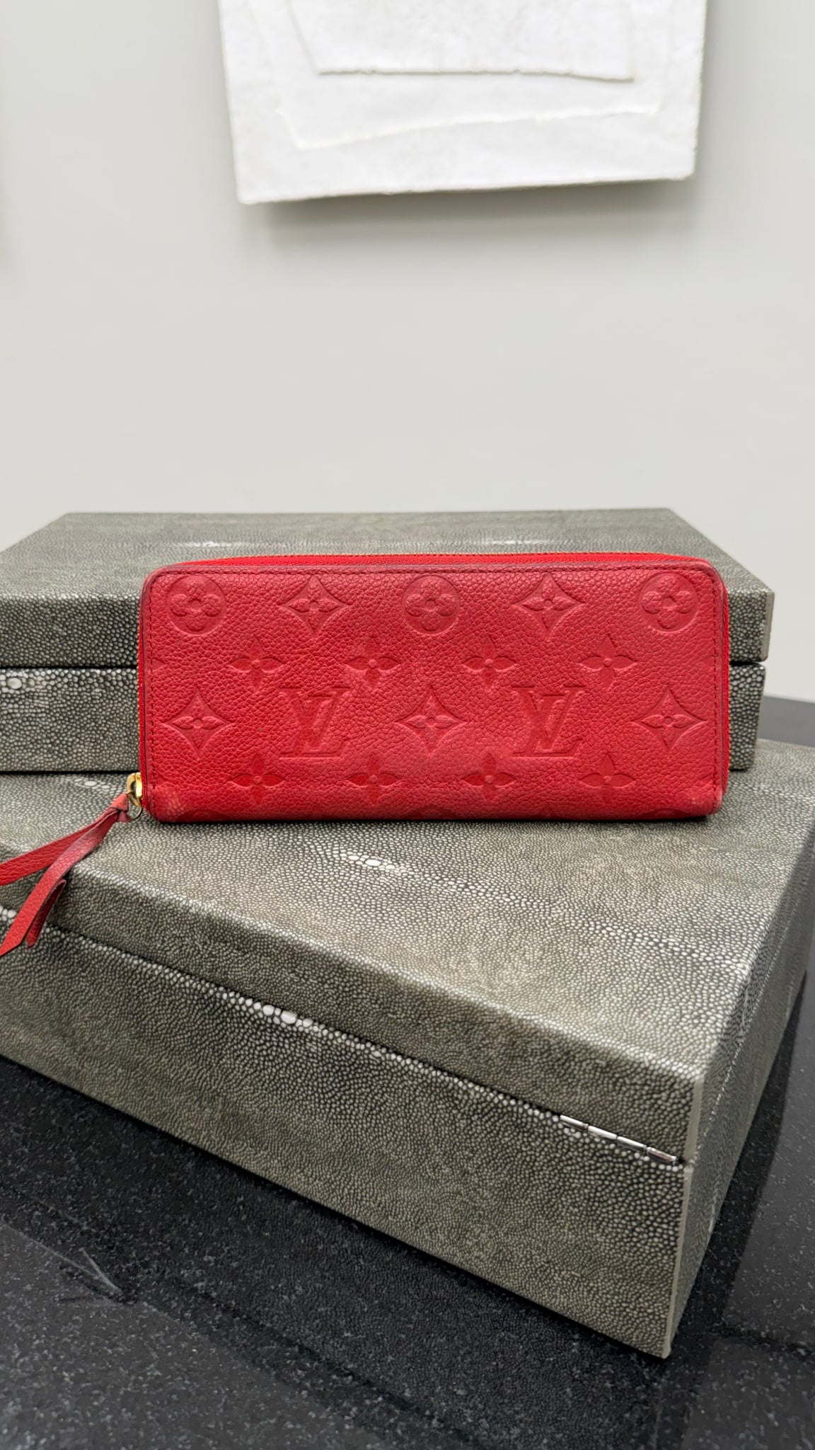 Louis Vuitton Red Empreinte Clemence Zippy Wallet