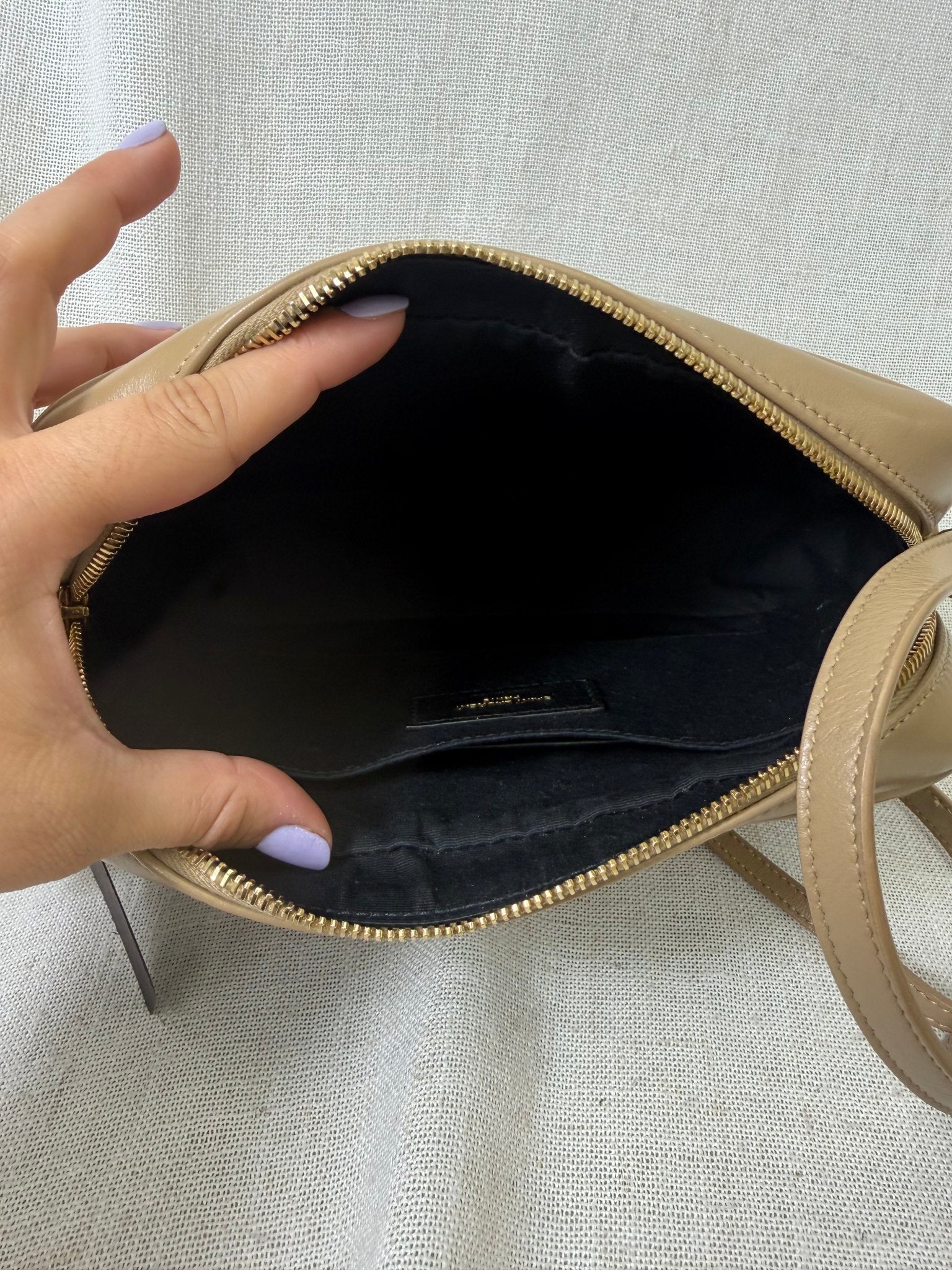 Saint Laurent YSL Beige Quilted Leather Crossbody Bag