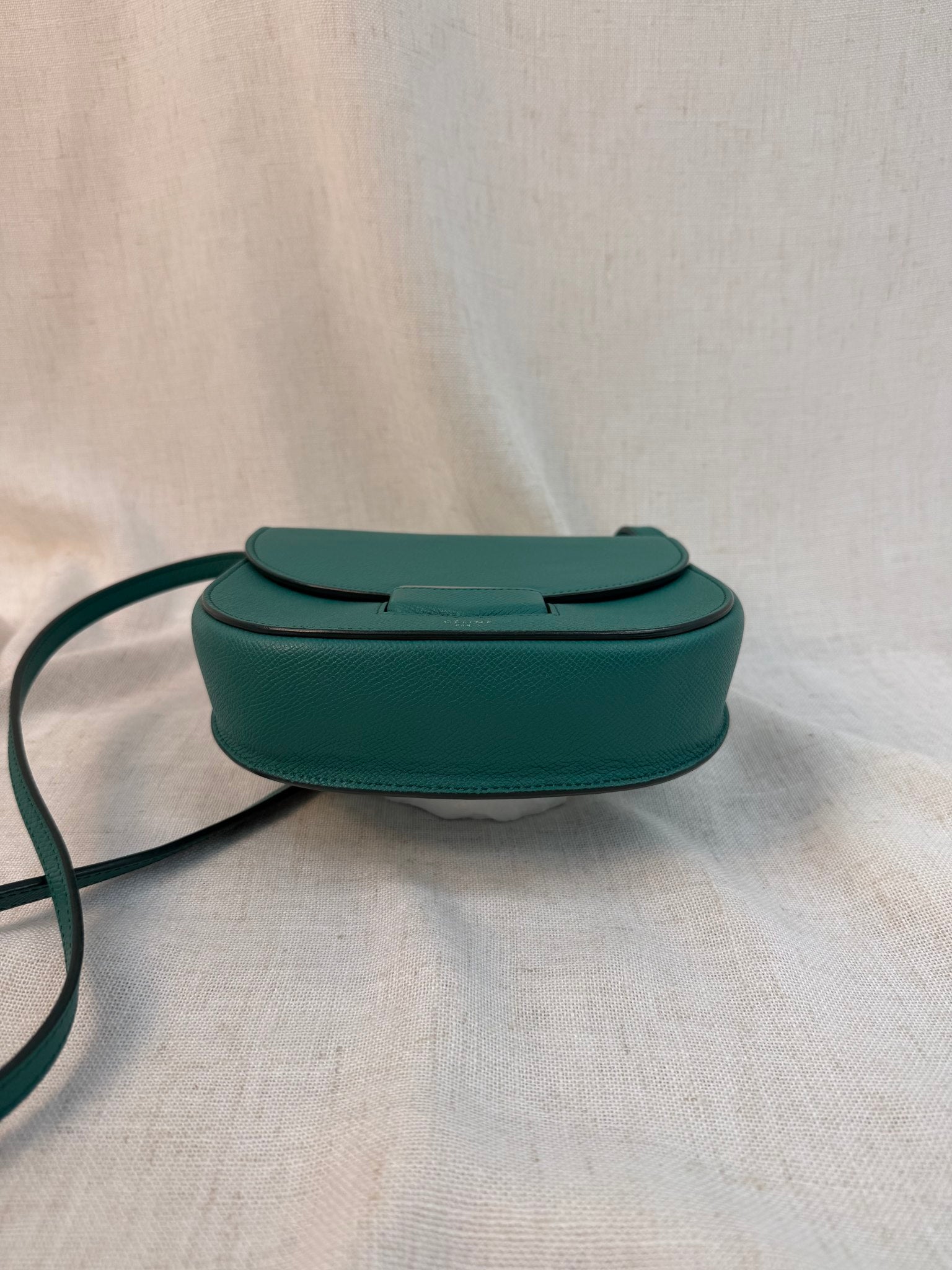 Celine Teal Leather Trotteur Crossbody Bag