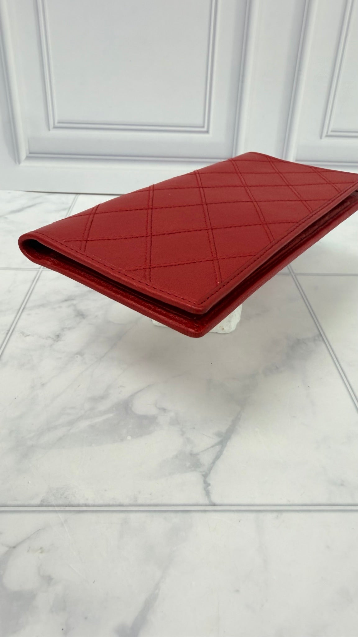 Chanel Red Lambskin Long Wallet