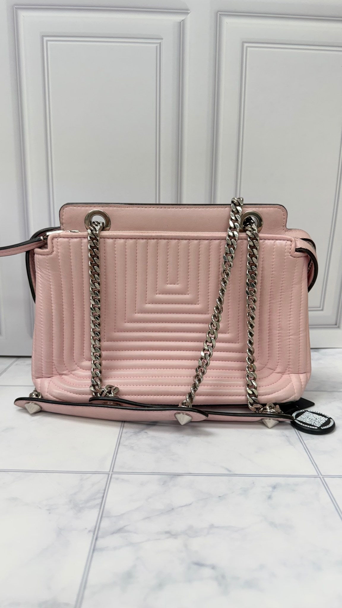 Fendi Pink Quilted Lambskin Leather Dotcom Click Small Shoulder Bag