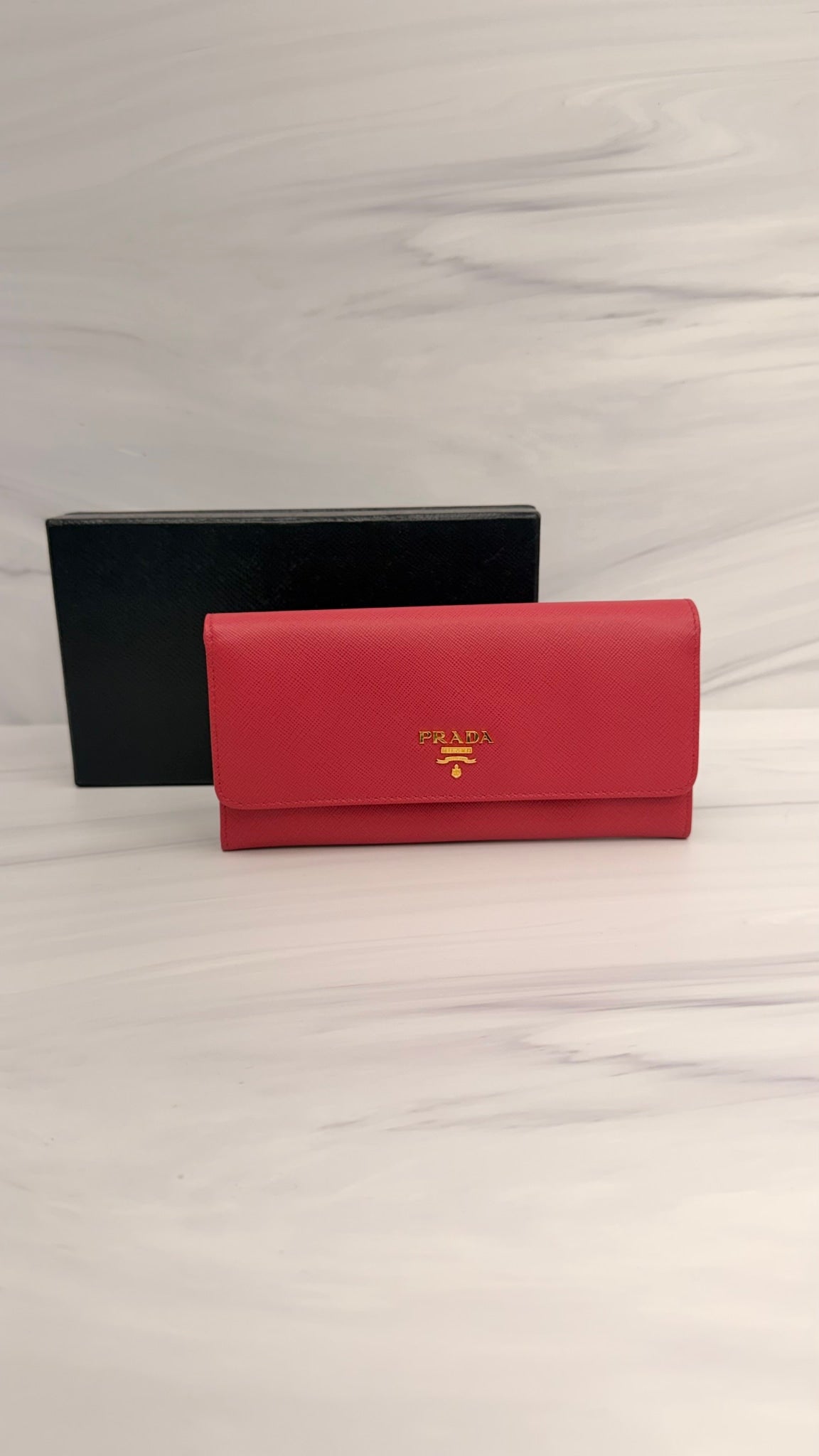 Prada Pink Saffiano Leather Flap Wallet