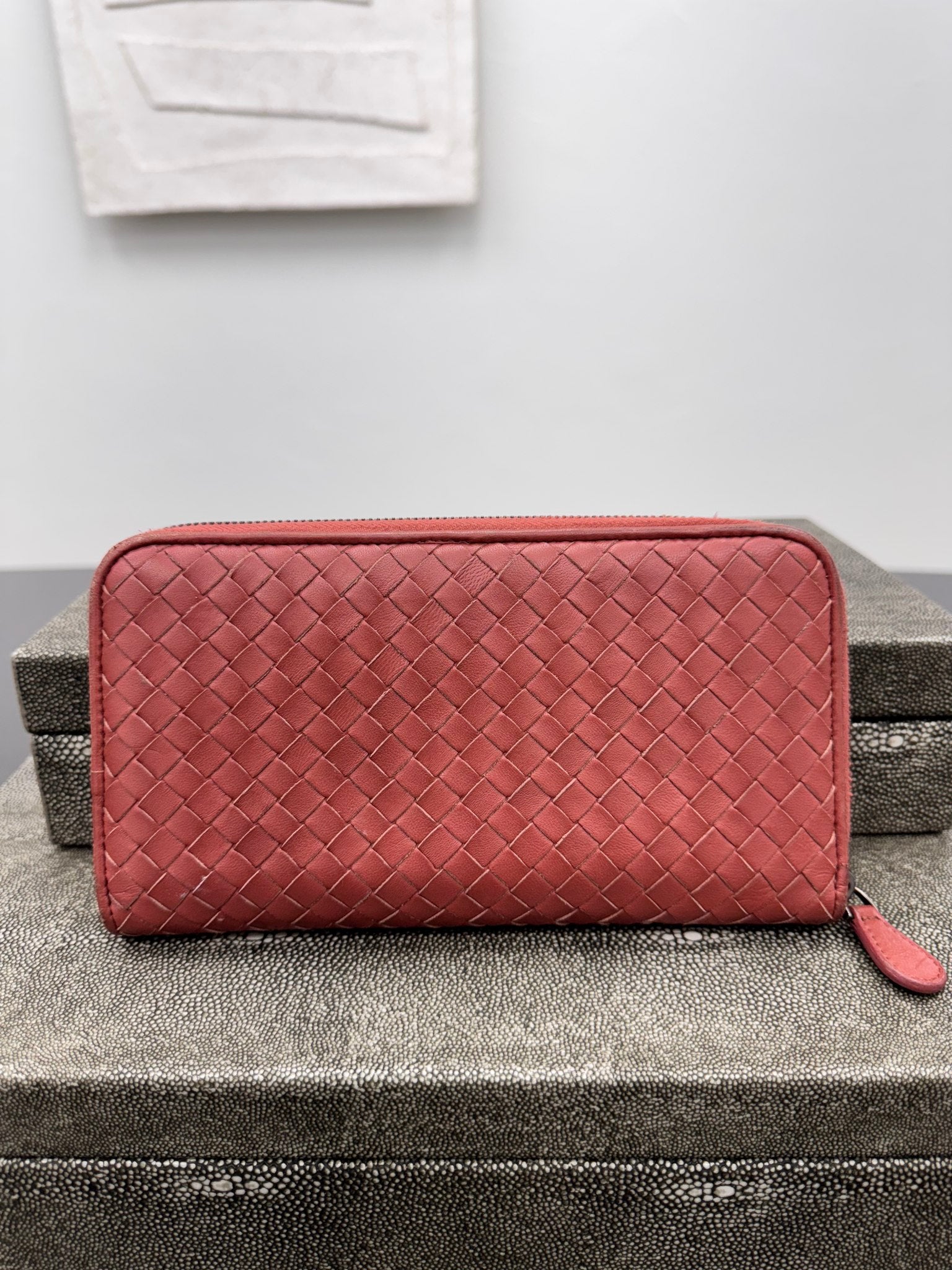 Bottega Veneta Brick Red Intrecciato Leather Zippy Wallet