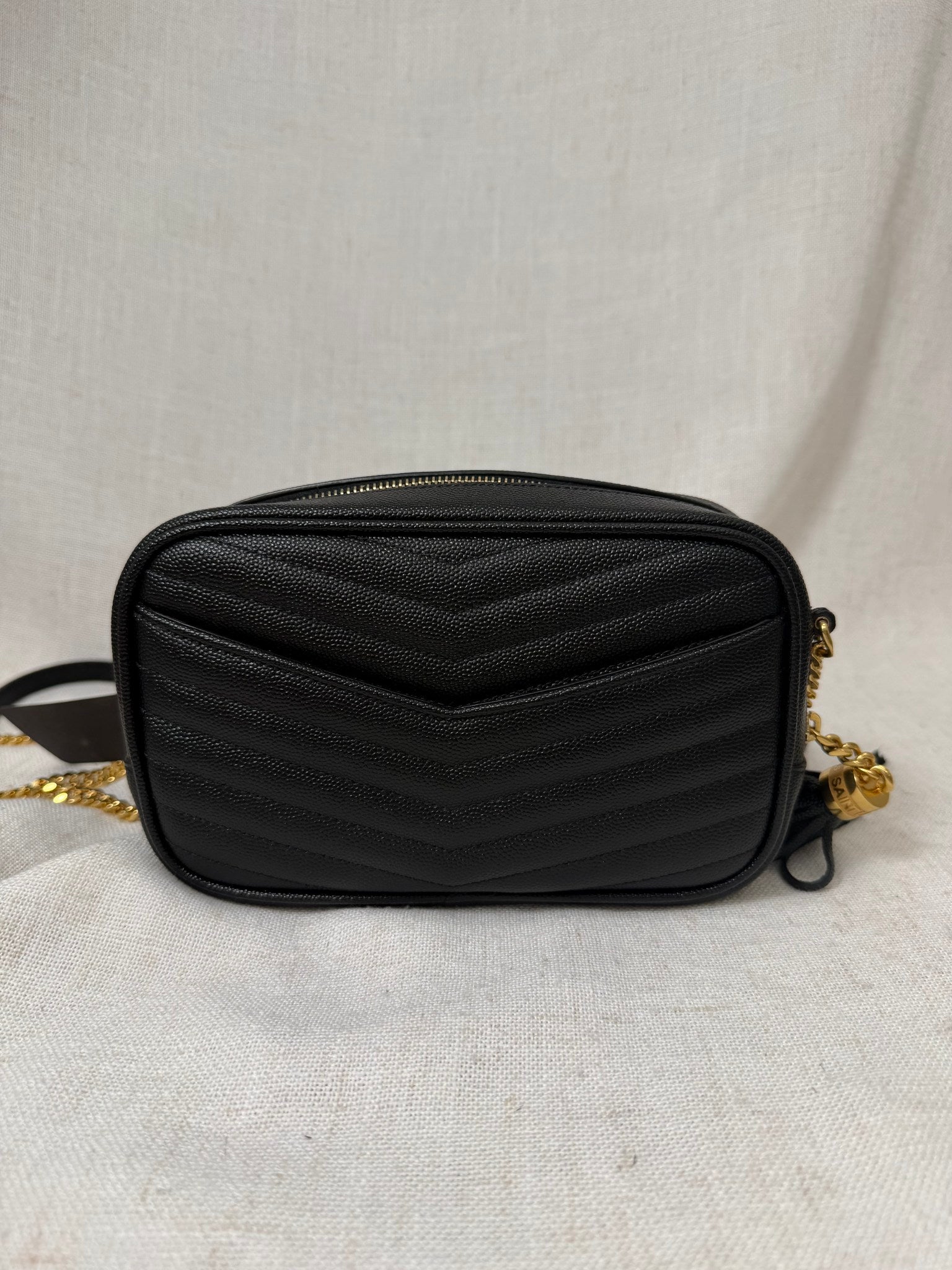 BRAND NEW - Saint Laurent YSL Black Quilted Leather Mini Lou Crossbody Bag