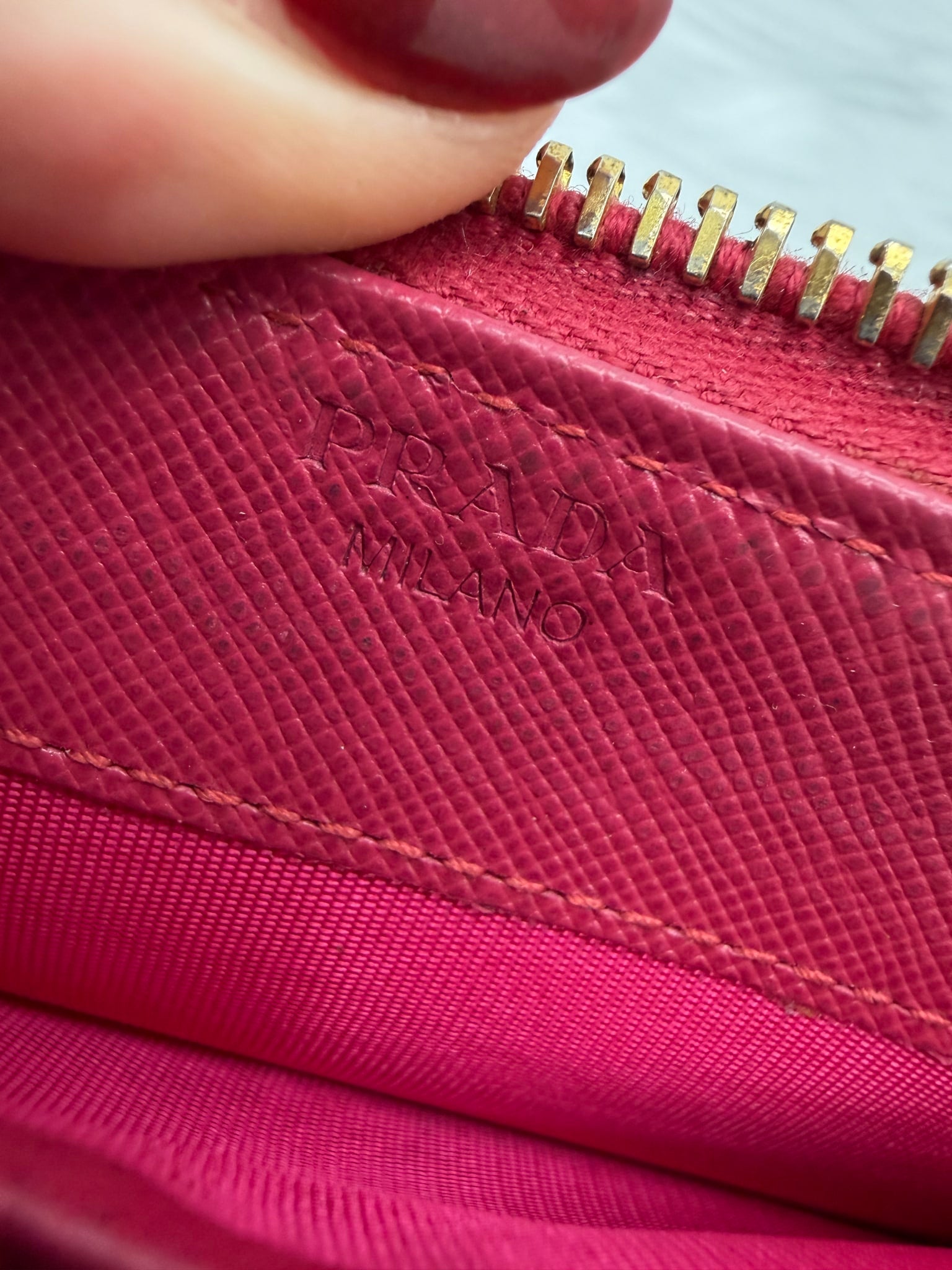 Prada Pink Saffiano Leather Zippy Wallet