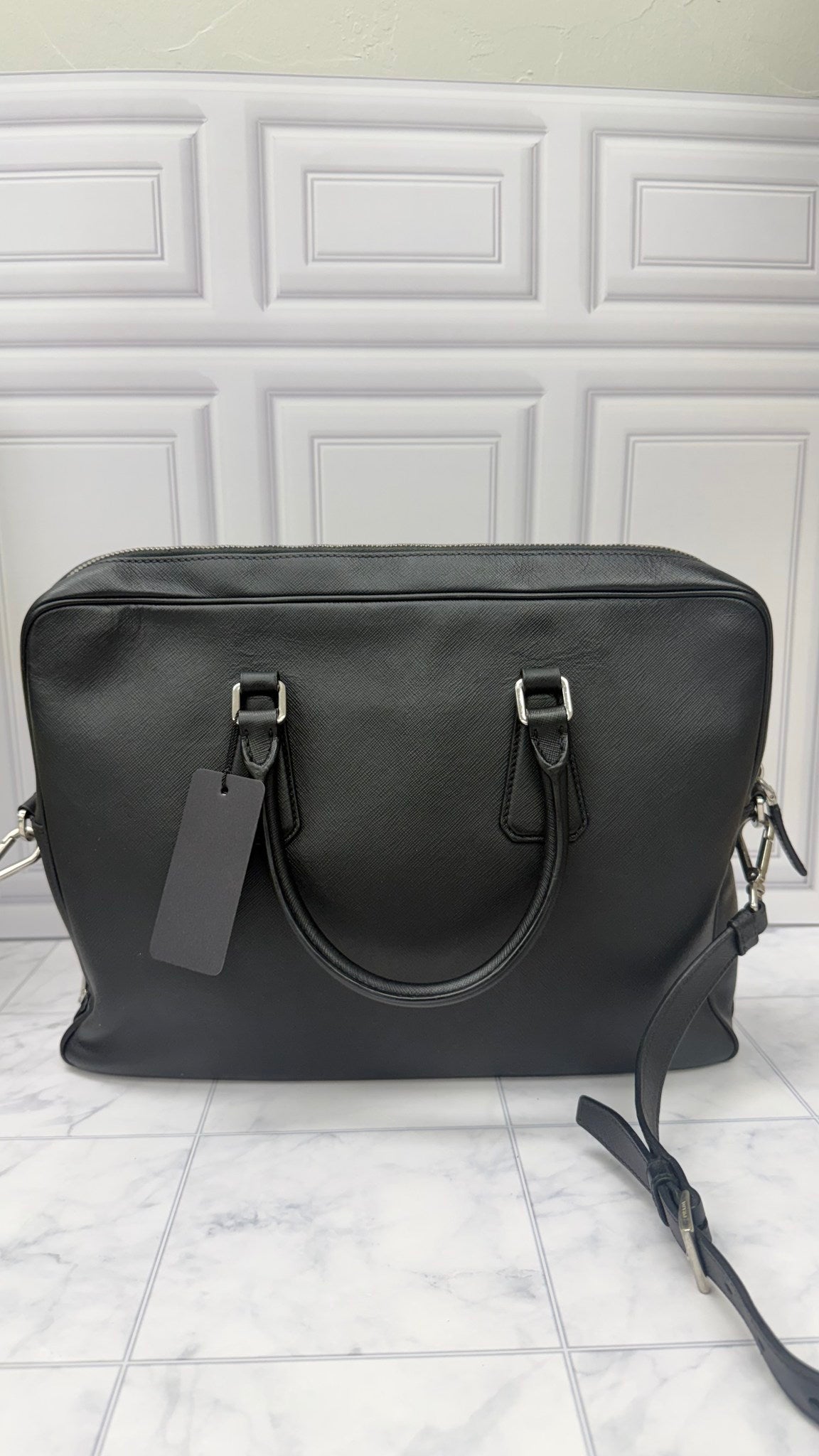 Prada Black Saffiano Leather Briefcase