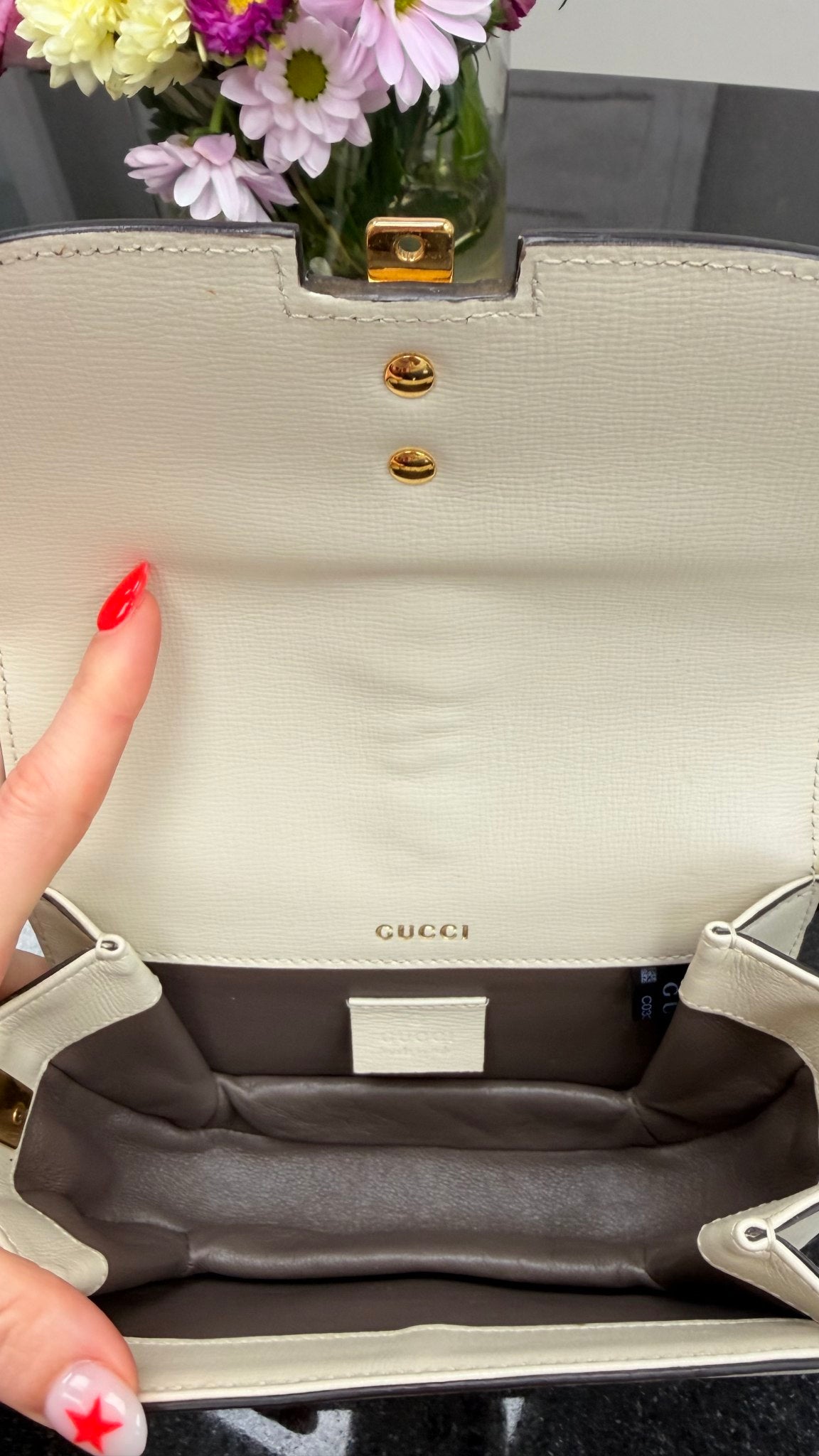 Gucci Ivory Leather Mini 1969 Sylvie Crossbody