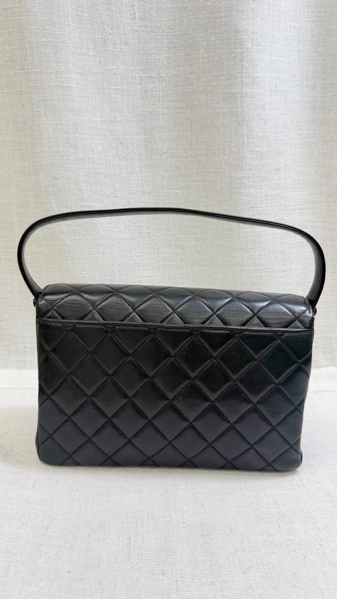 Chanel Black Lambskin Vintage Envelope Flap Shoulder Bag