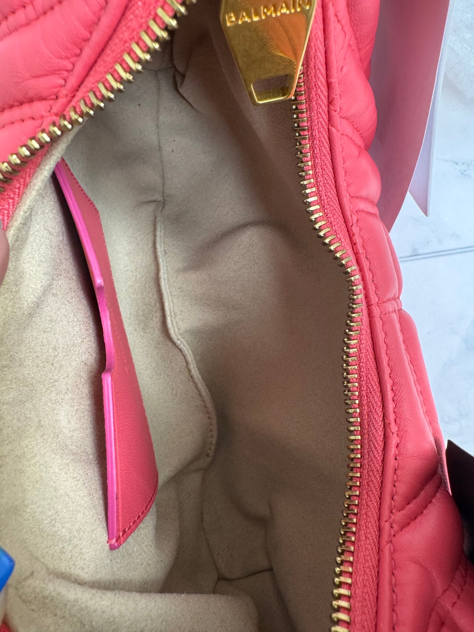BRAND NEW - Balmain Pink Quilted Leather Pillow Hobo Bag
