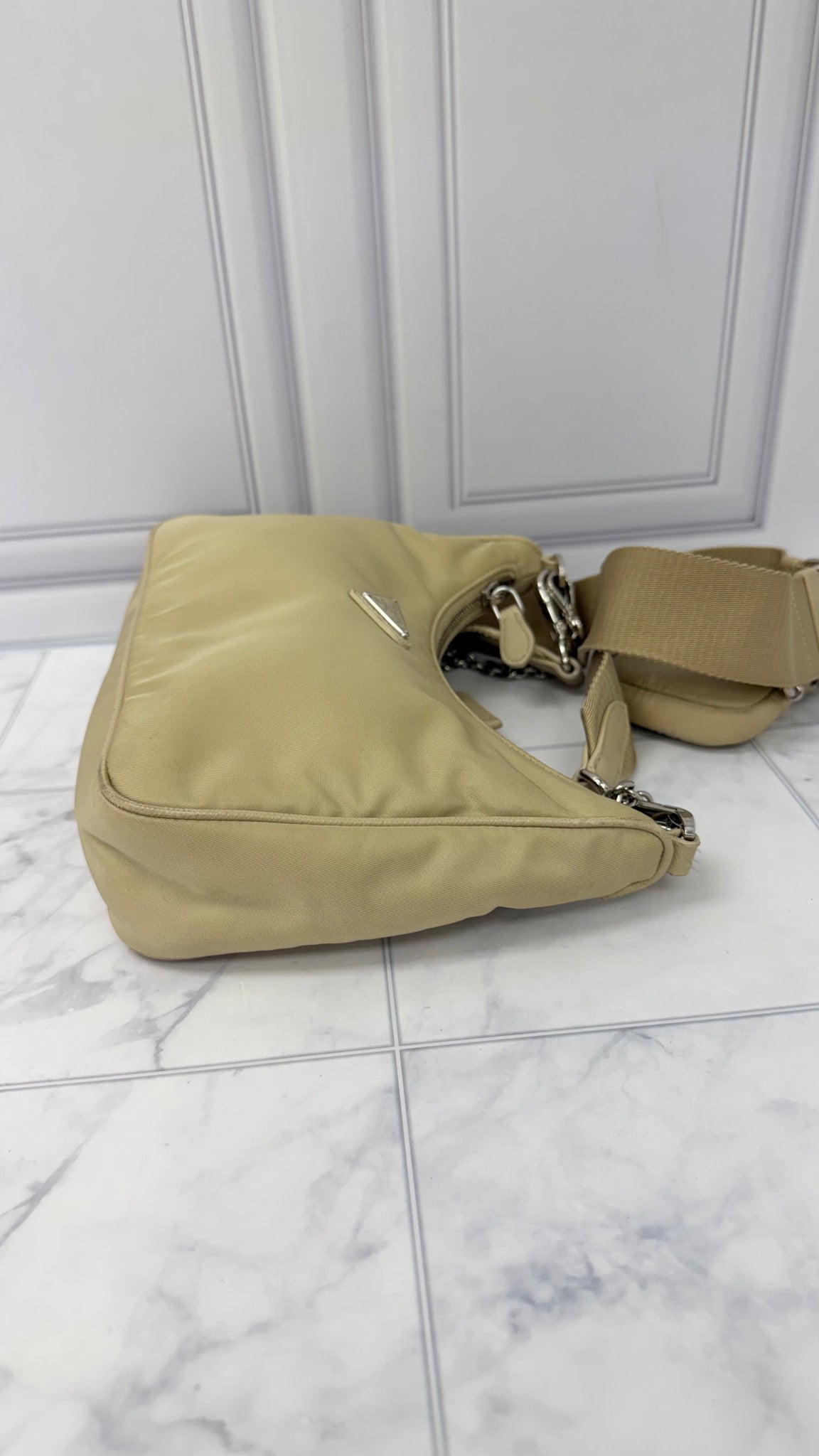 Prada Beige Nylon Re-Edition Crossbody Bag