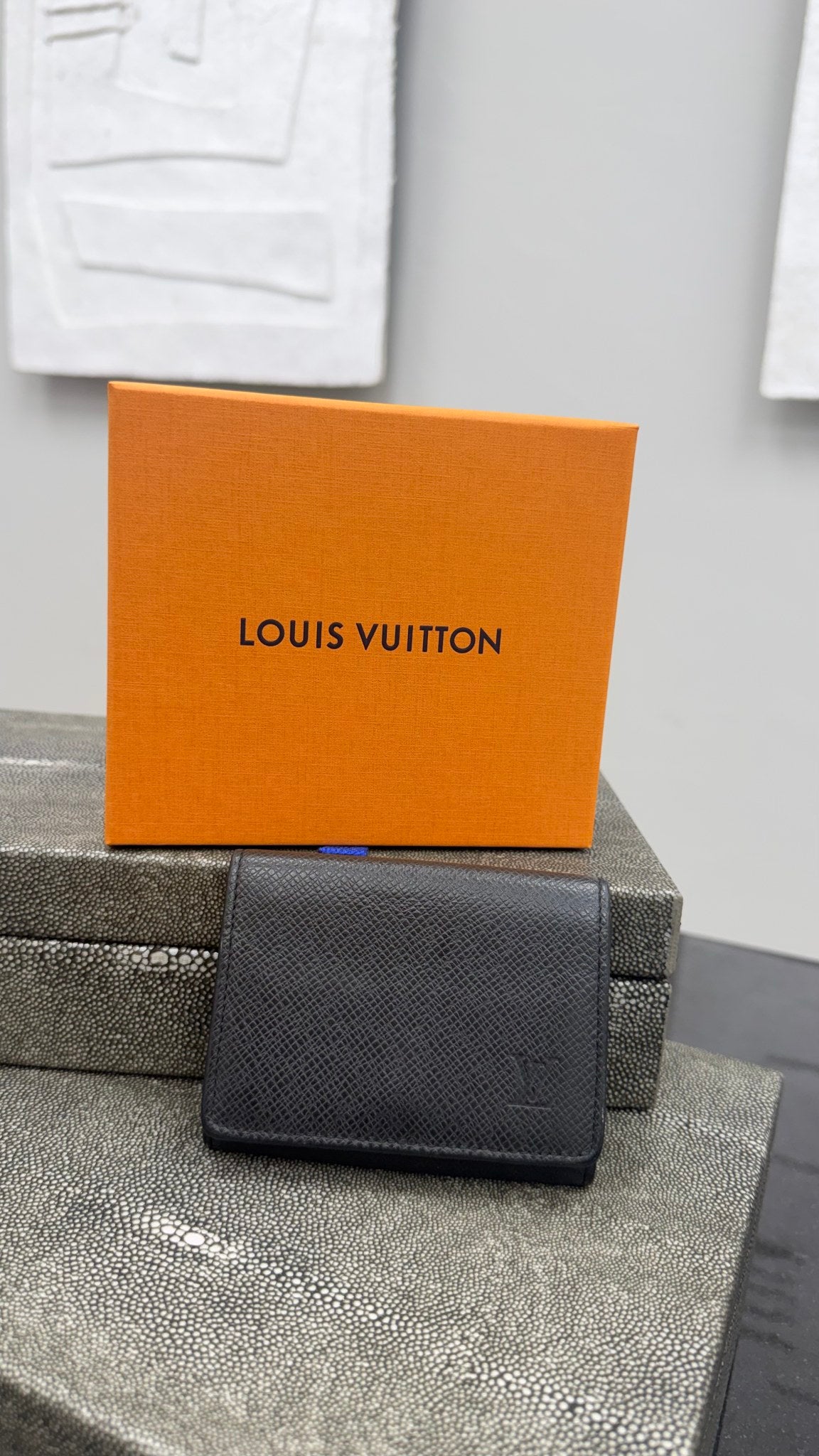 Louis Vuitton Black Taiga Leather Business Card Holder