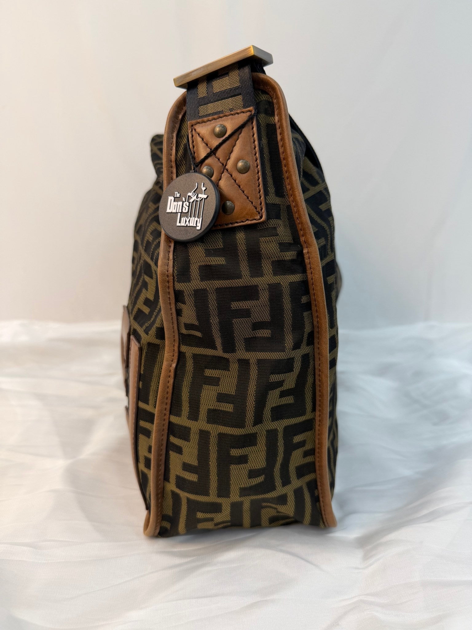 Fendi Brown Canvas Zucca Print Messenger Bag