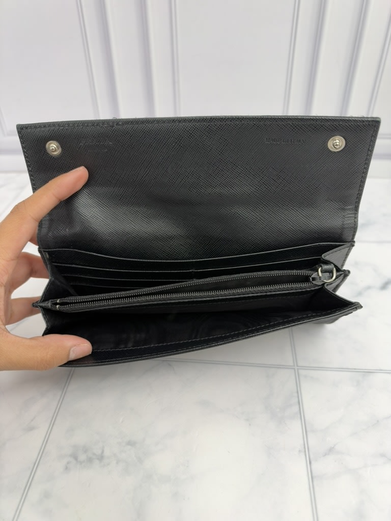 Prada Black Nylon Long Wallet