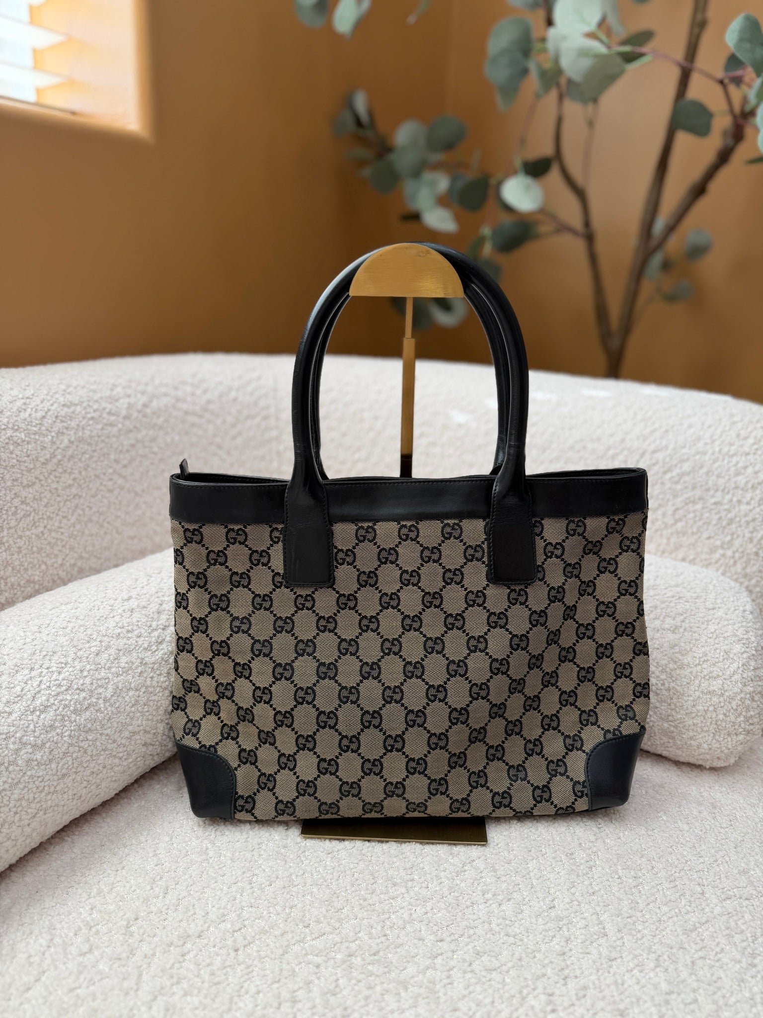 Gucci Black Canvas GG Print Tote Bag