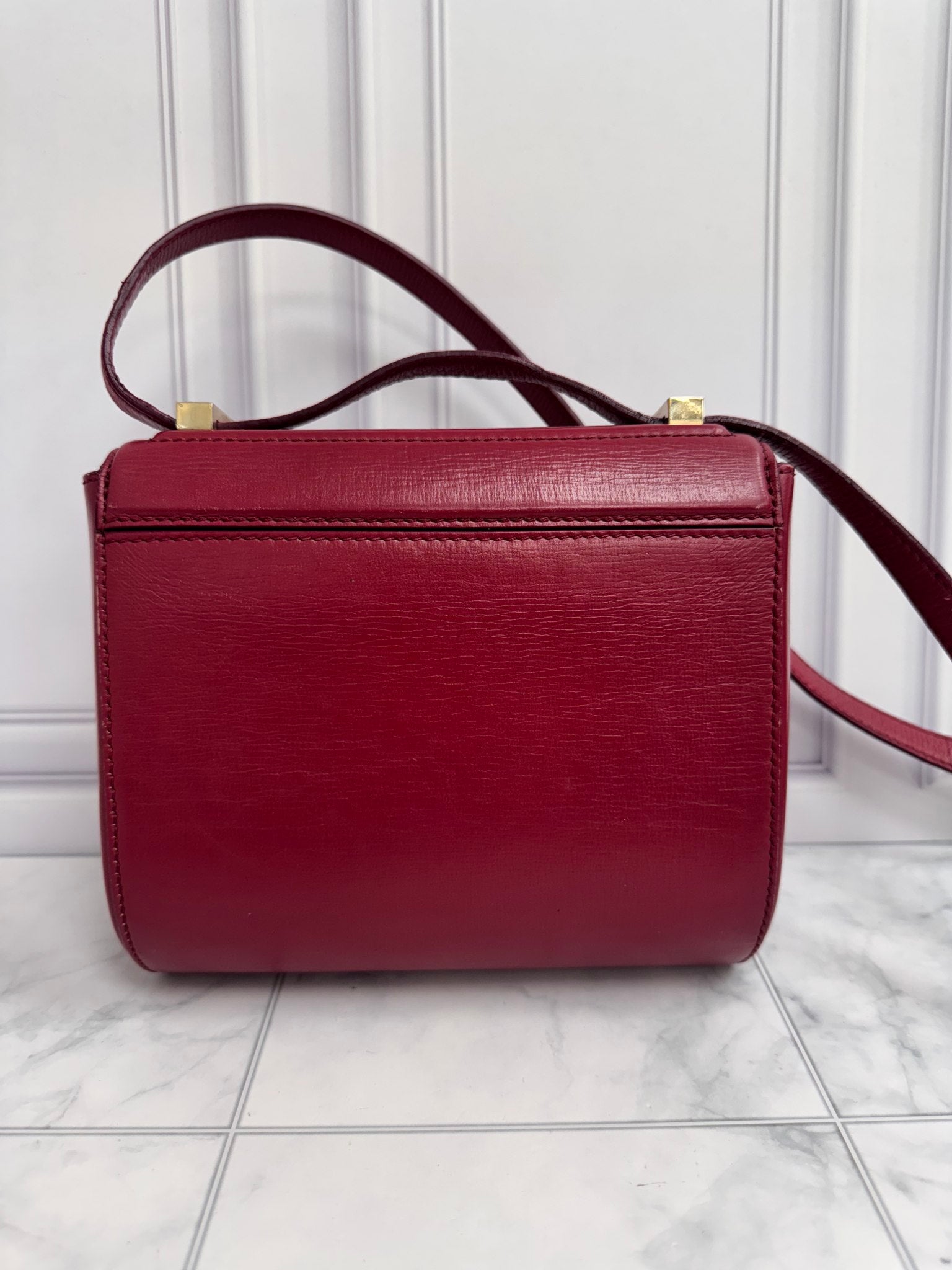 Givenchy Burgundy Leather Pandora Box Mini Crossbody Bag