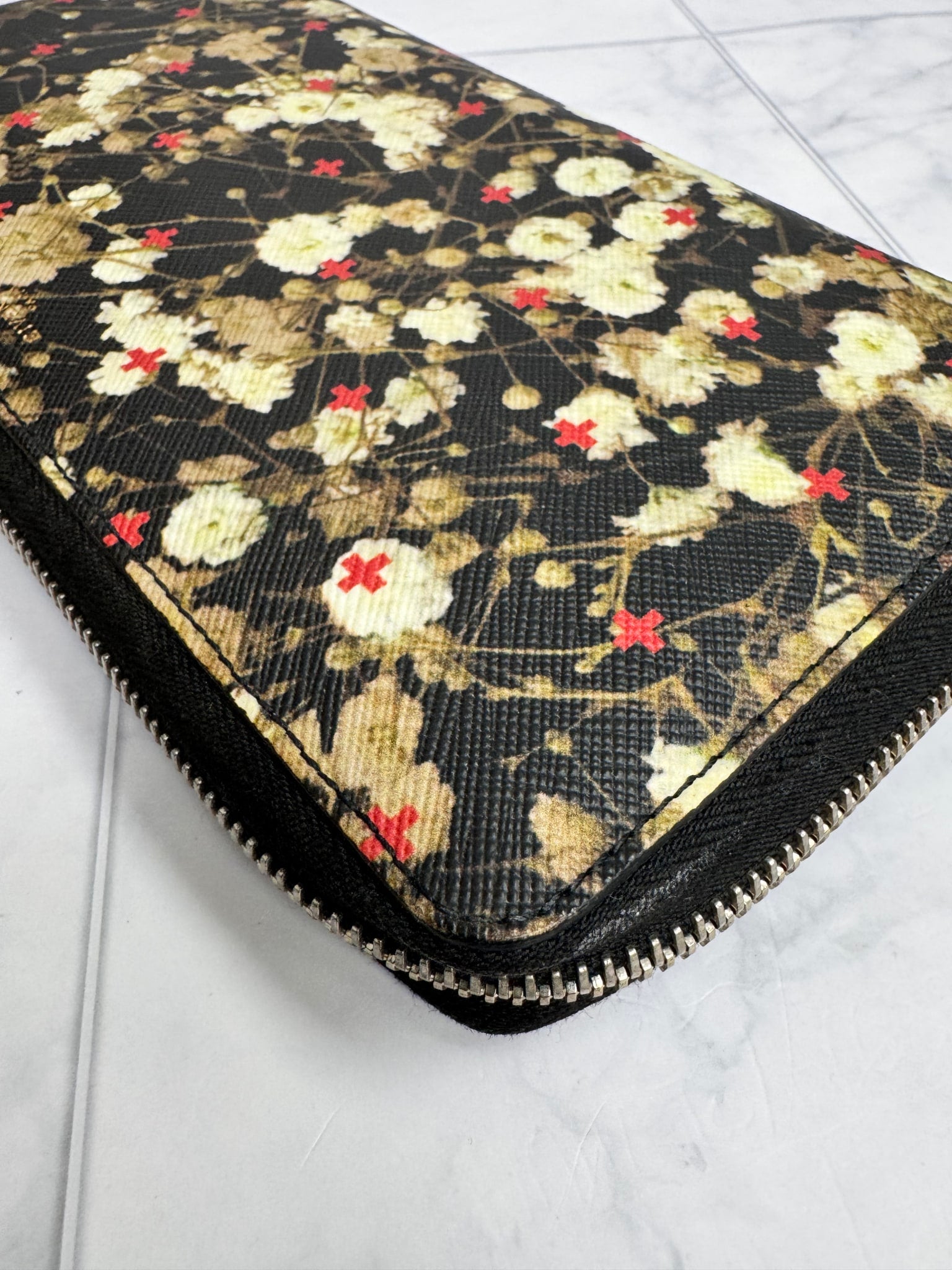 Givenchy Black Floral Coated Canvas Long Zippy Wallet