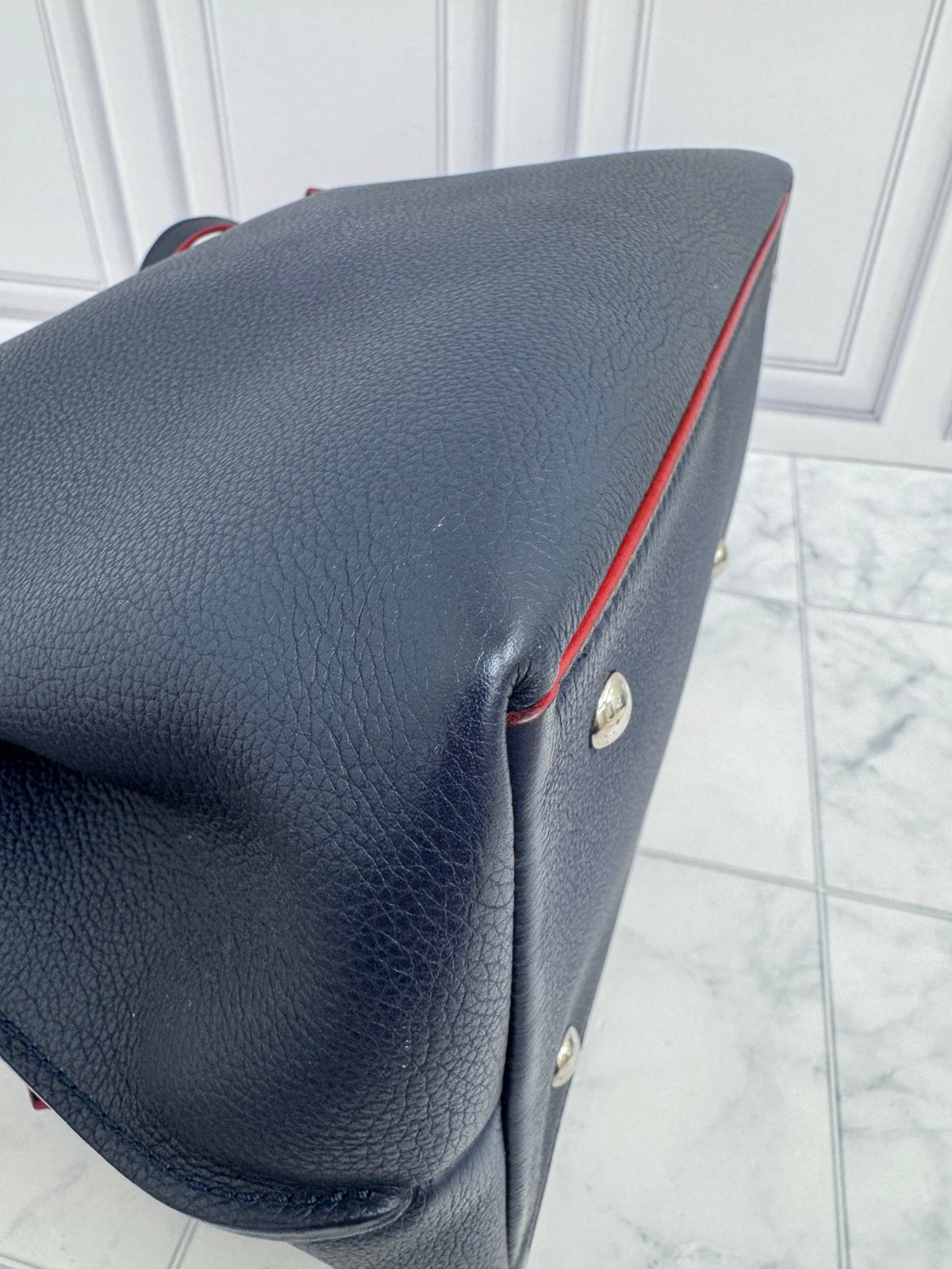 Louis Vuitton Blue Grained Leather Lockme Day Bag