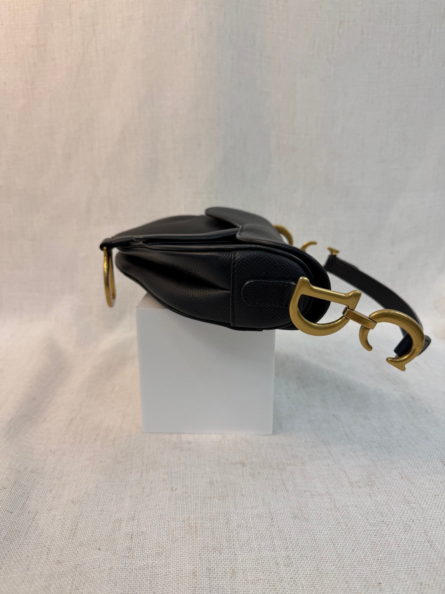 LIKE NEW-Christian Dior Black Leather Mini Saddle Bag