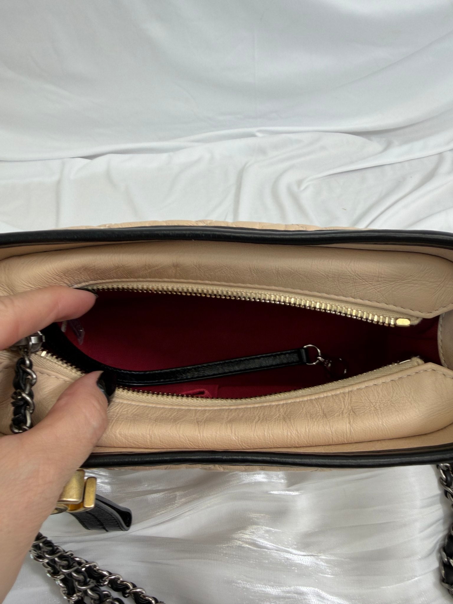 Chanel Beige Quilted x Black Calfskin Gabrielle Small Crossbody Bag