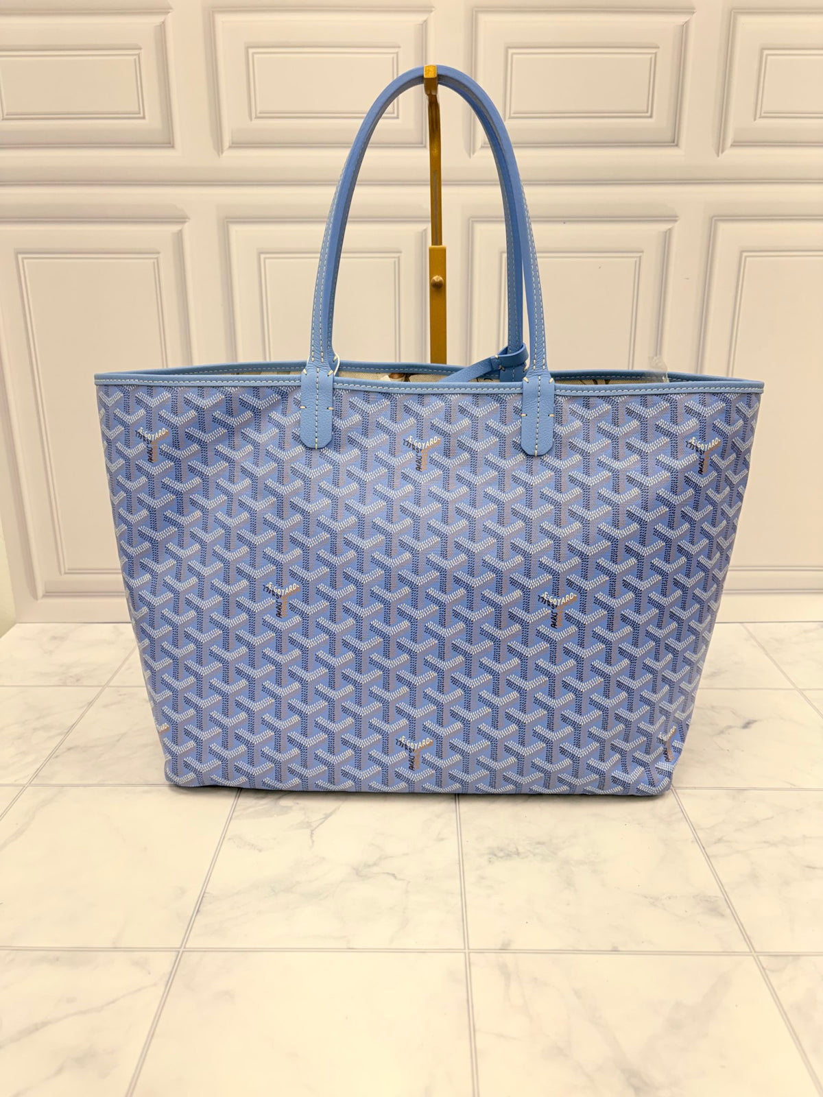LIKE NEW - Goyard Blue Goyardine Coated Canvas Saint Louis PM Tote Bag