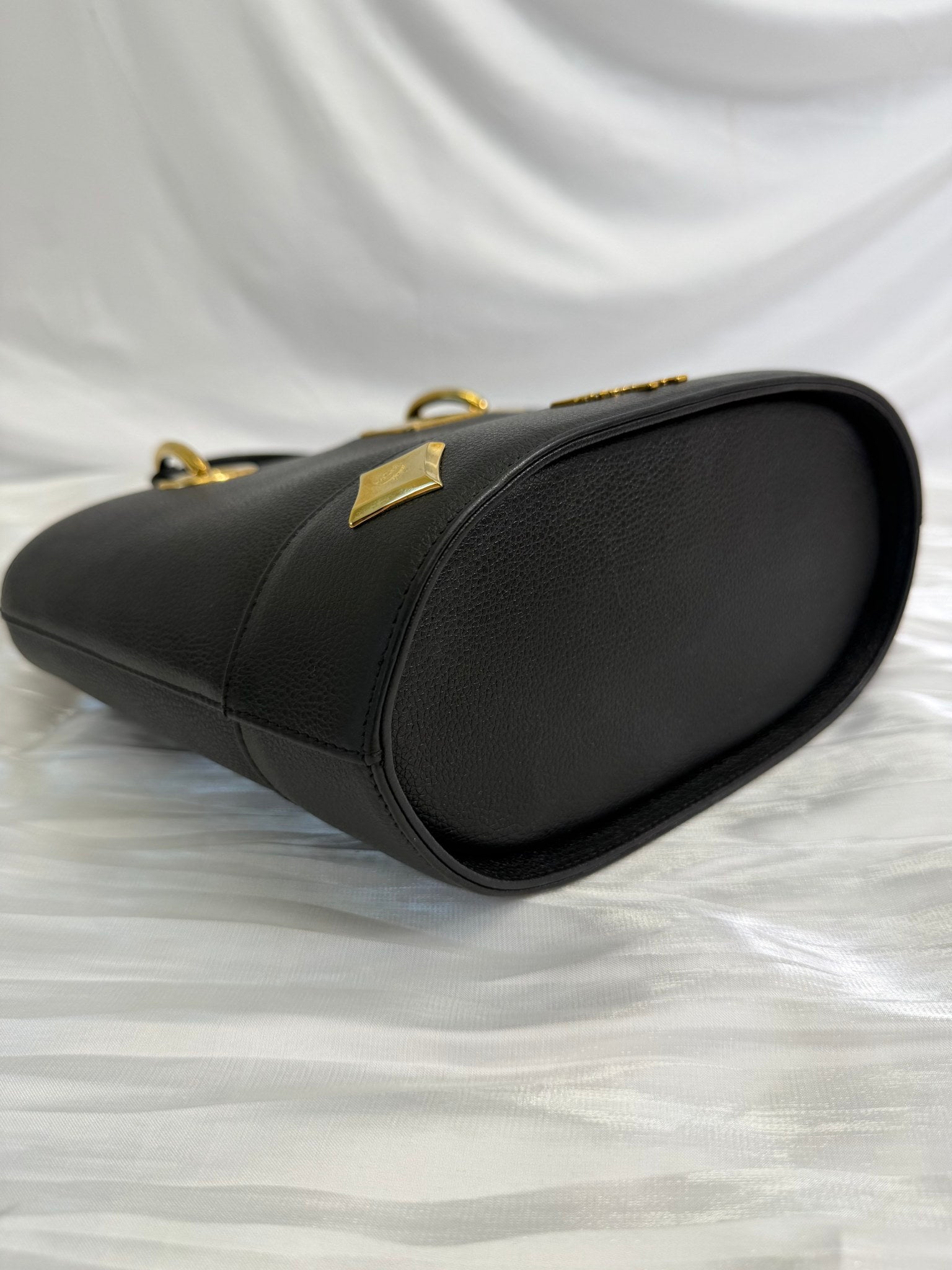 Mcm Black Leather Bucket Bag