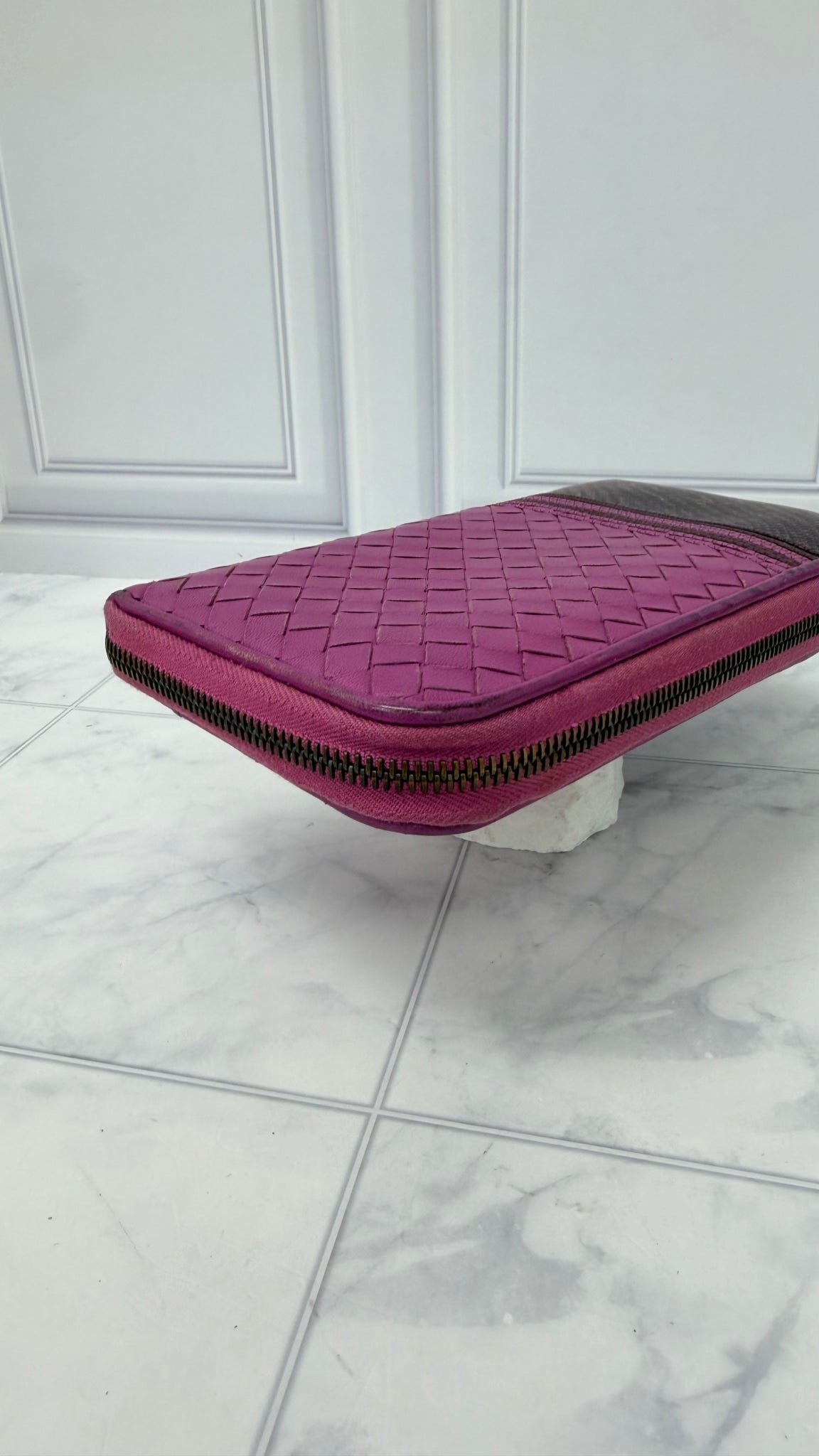 Bottega Veneta Purple Intrecciato Leather Zippy Wallet