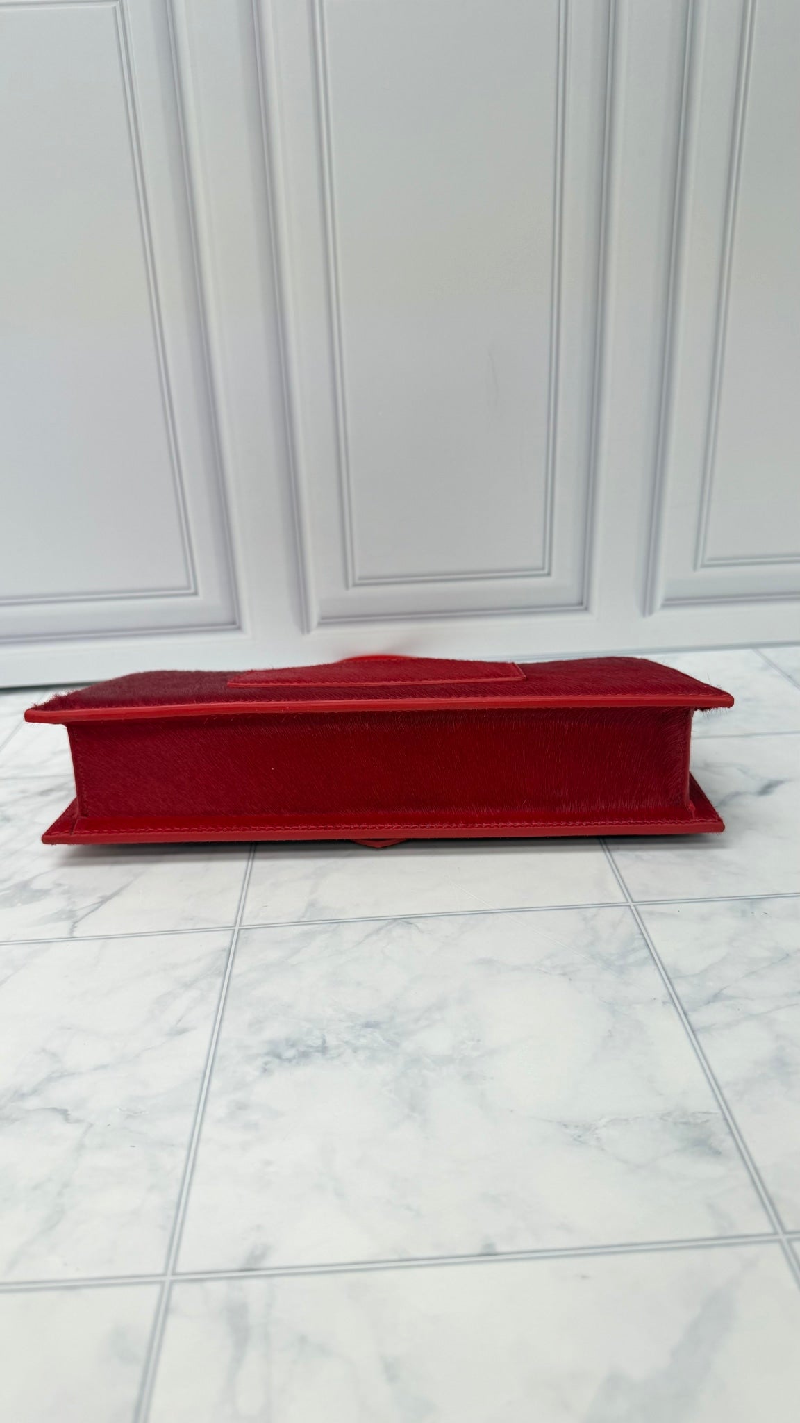 BRAND NEW - Jacquemus Red Pony Hair Le Bambino Long Shoulder Bag