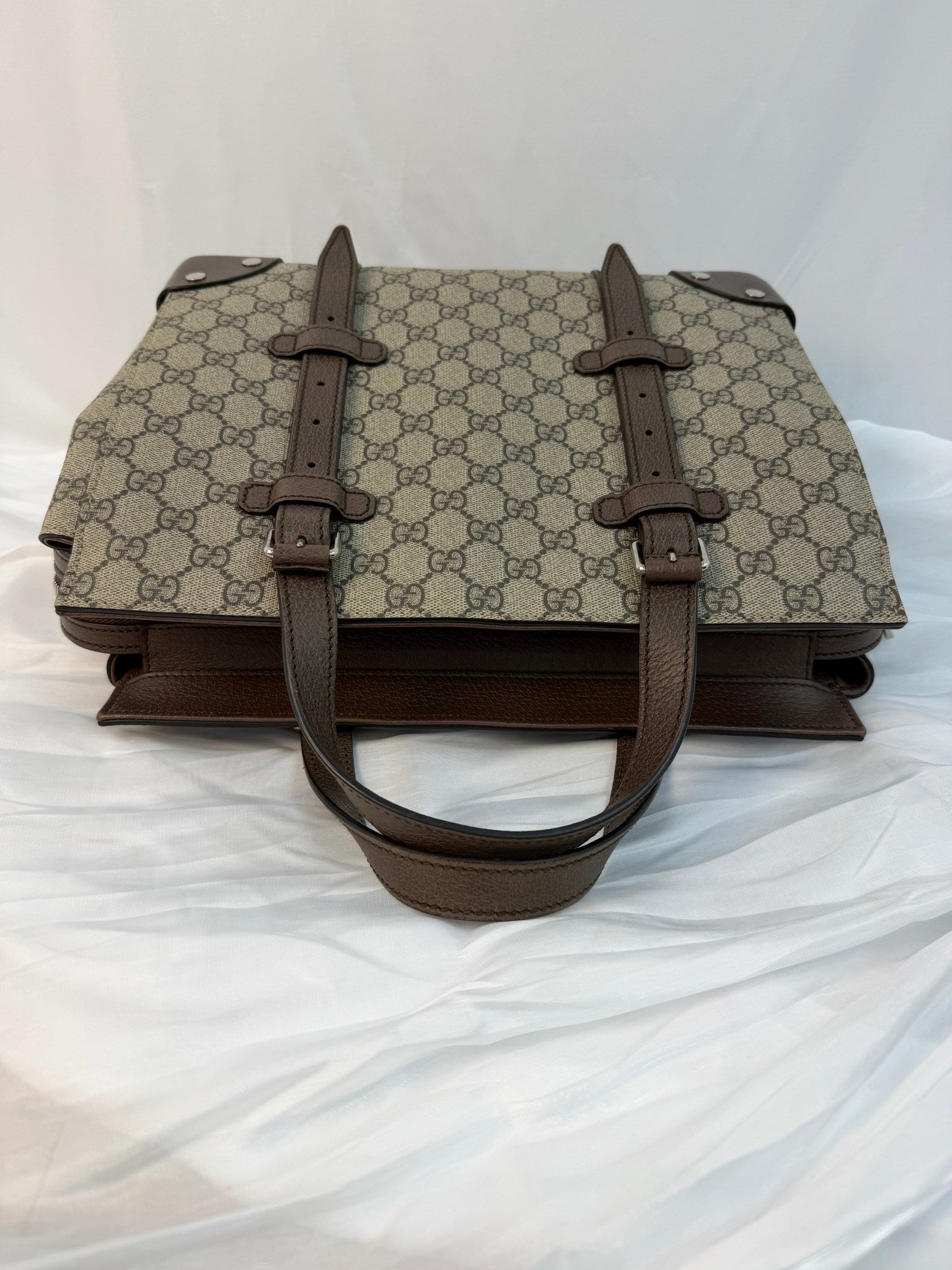 Gucci Brown GG Coated Canvas Bucket Travel Tote