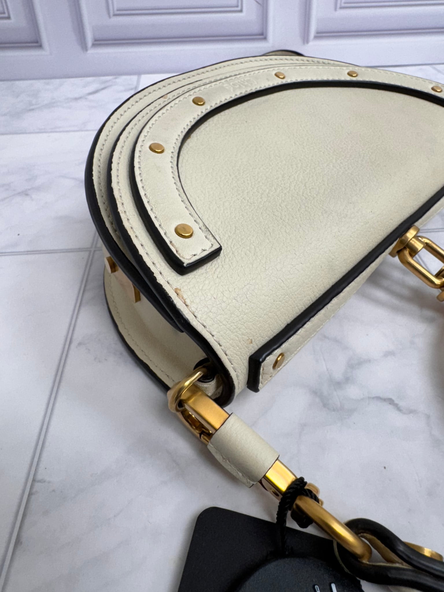 Chloe Beige Grained Leather Nile Bracelet 2Way Bag