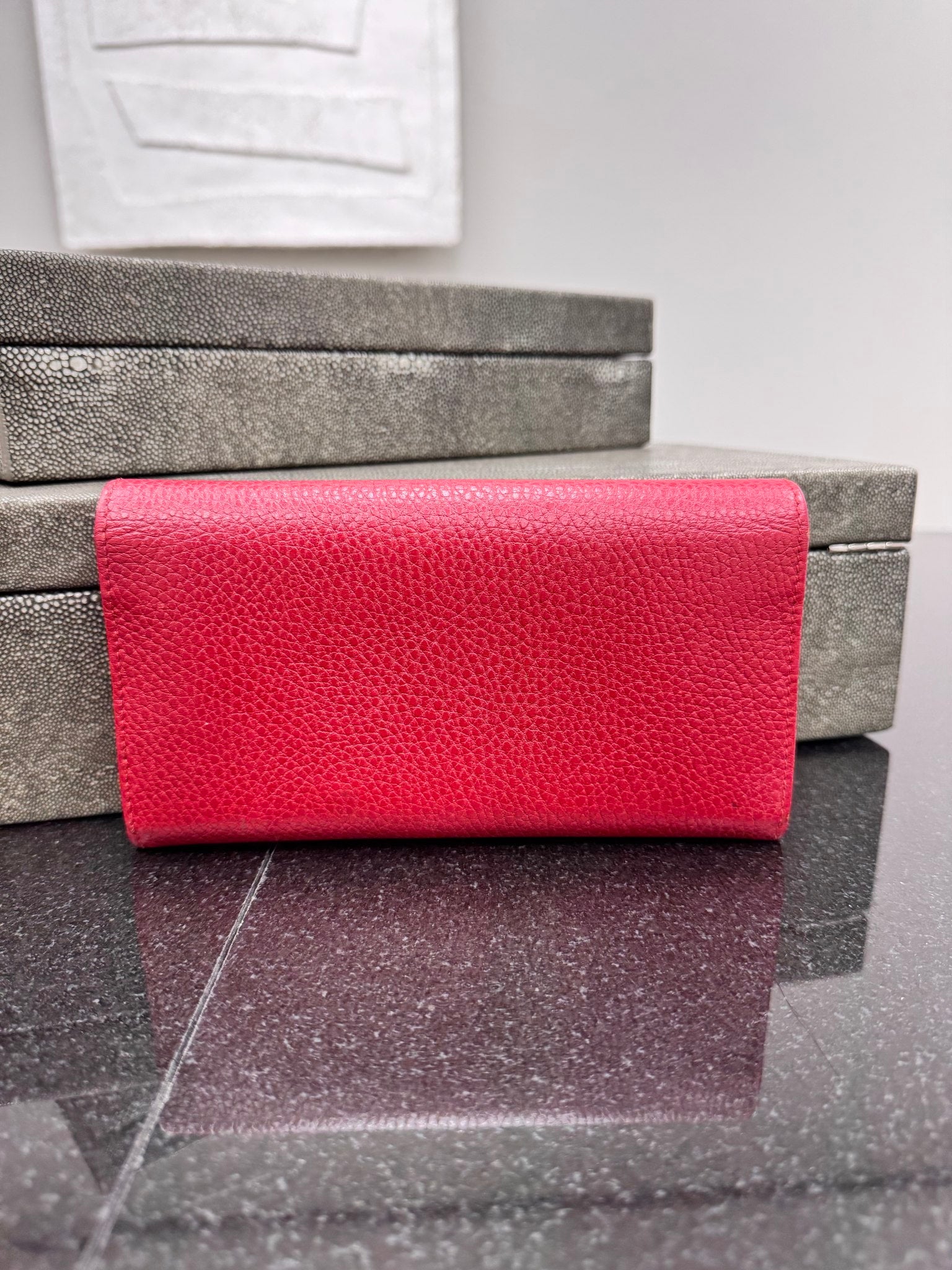 Gucci Red Leather Marmont Long Wallet