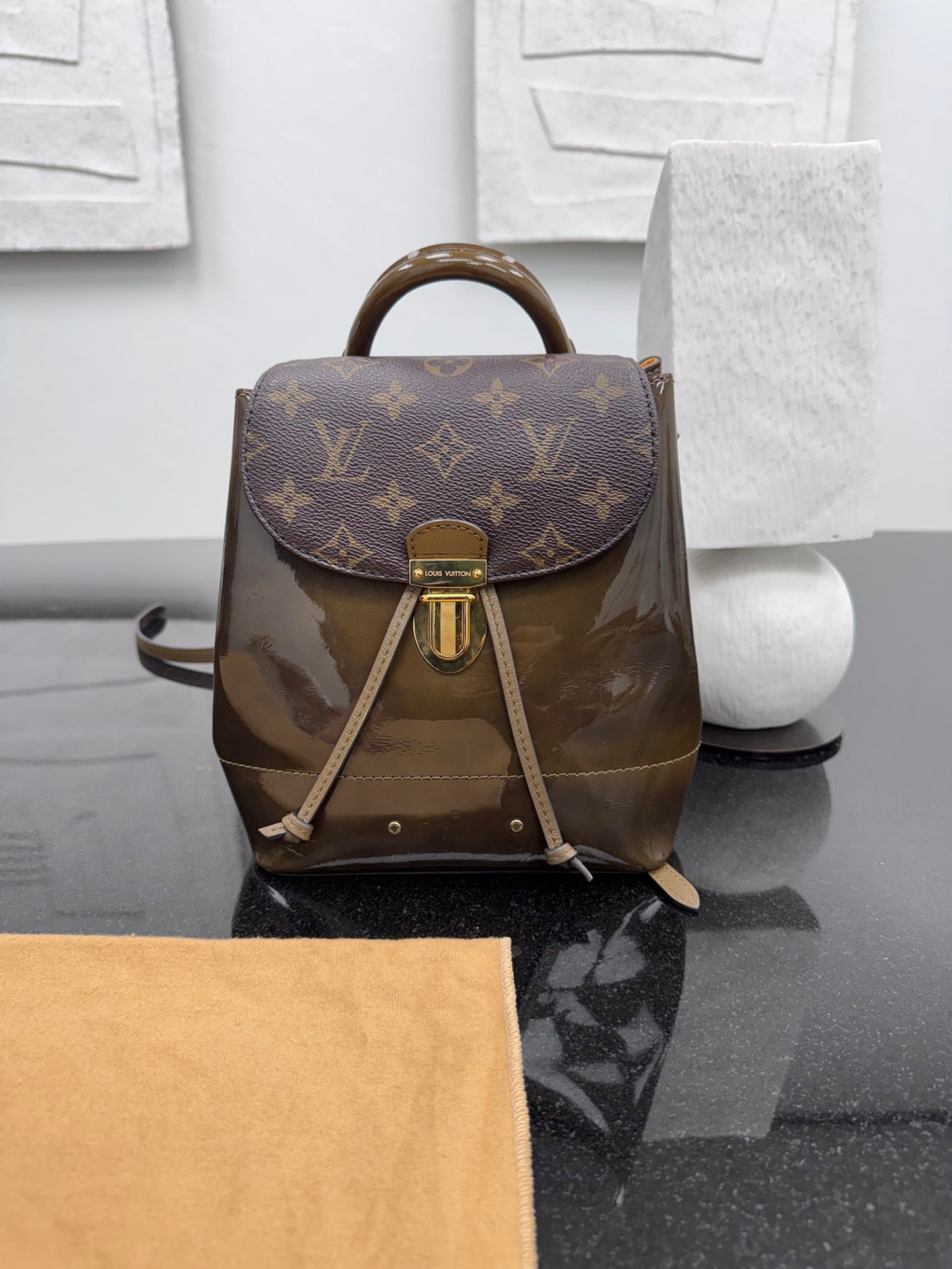 Louis Vuitton Olive Green Monogram Vernis Hot Springs Backpack