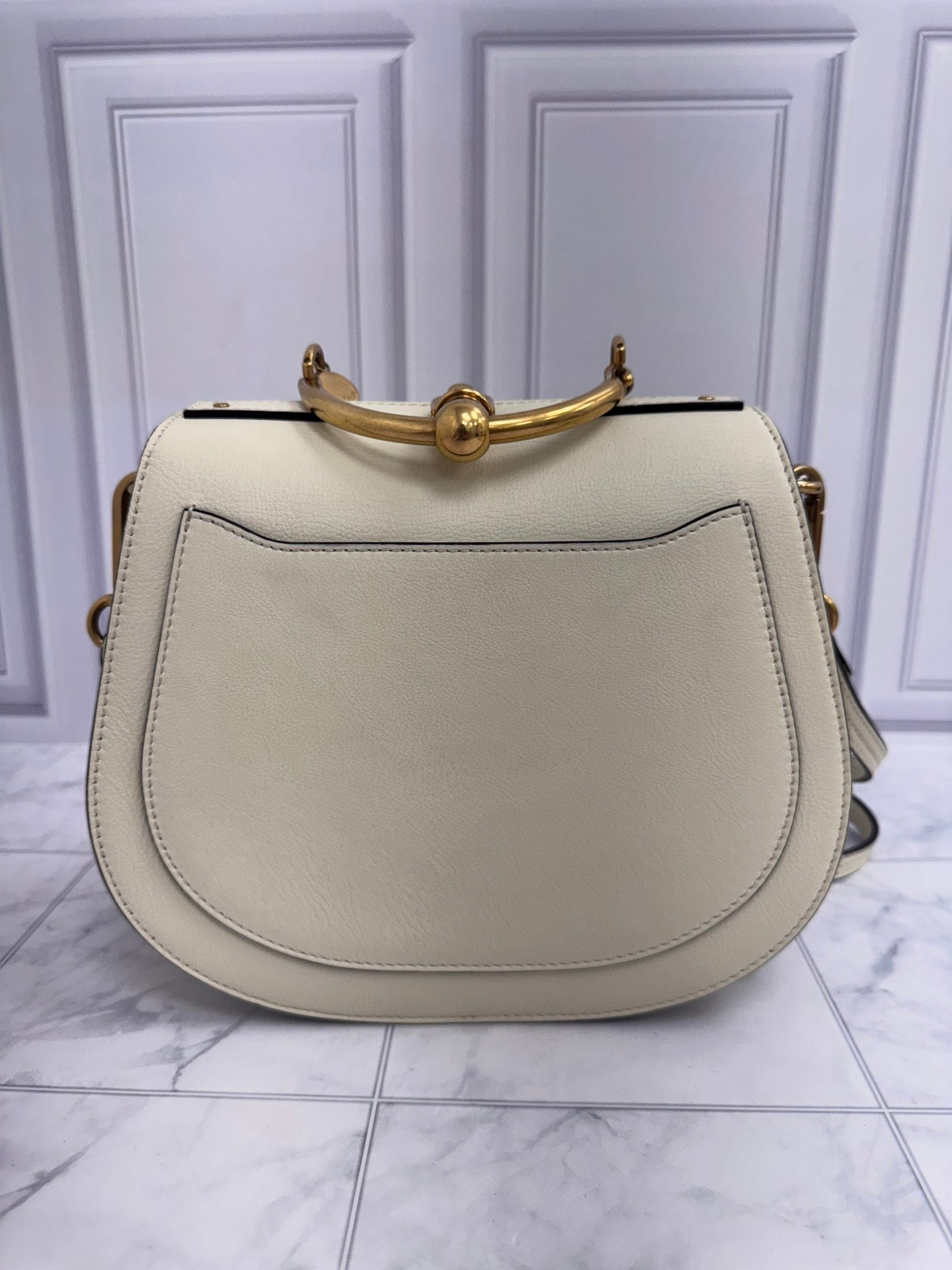 Chloe White Leather Medium Nile Crossbody Bag