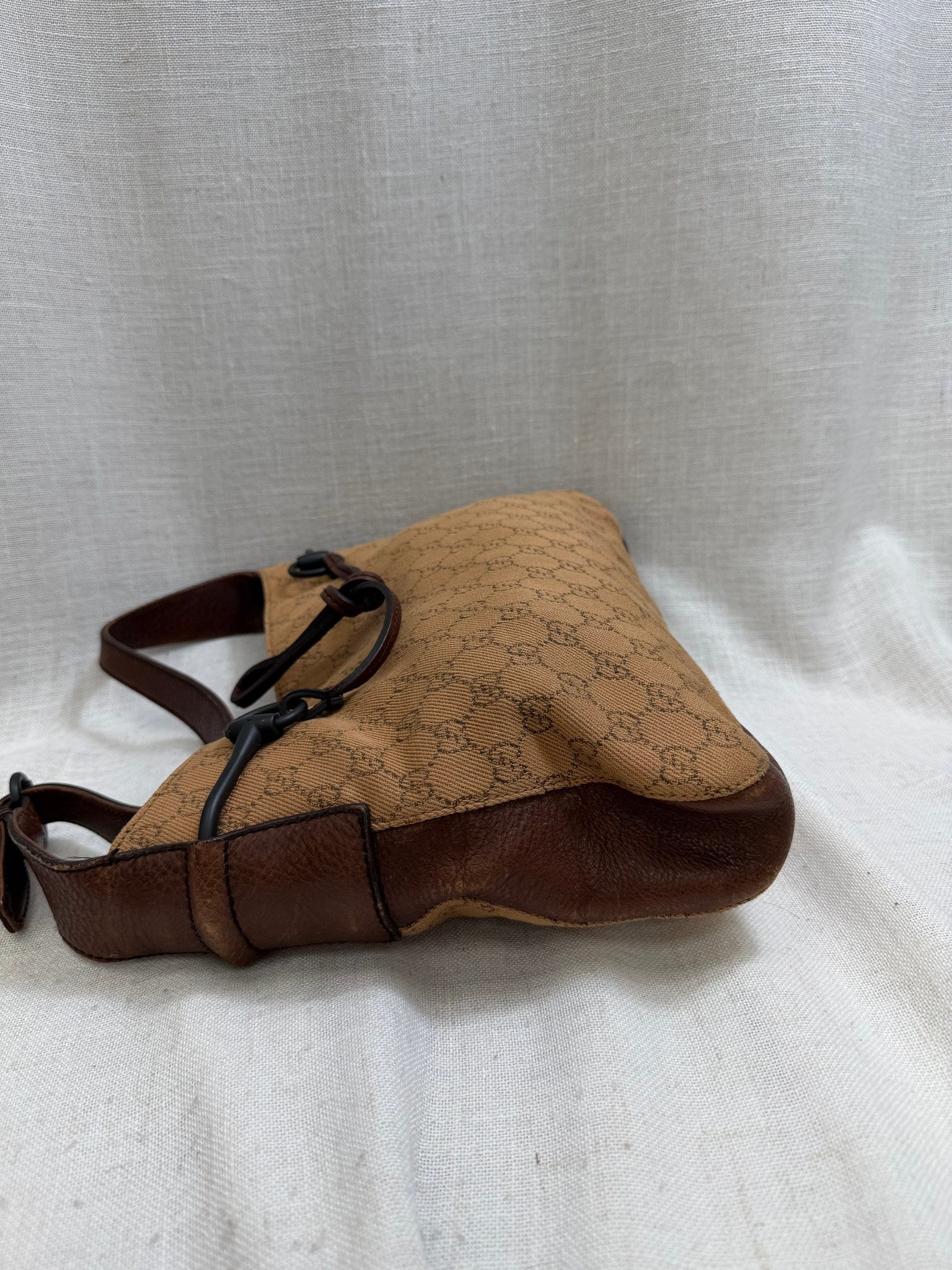 Gucci Brown GG Canvas Horsebit Shoulder Bag