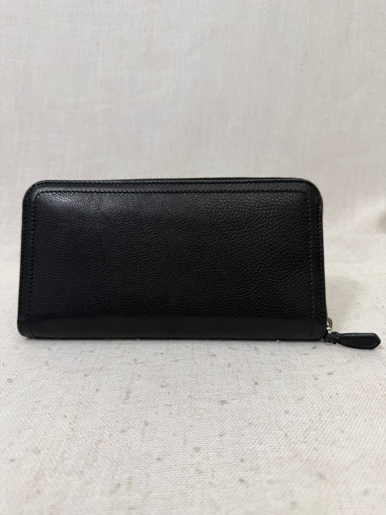Prada Black Leather Zippy Wallet