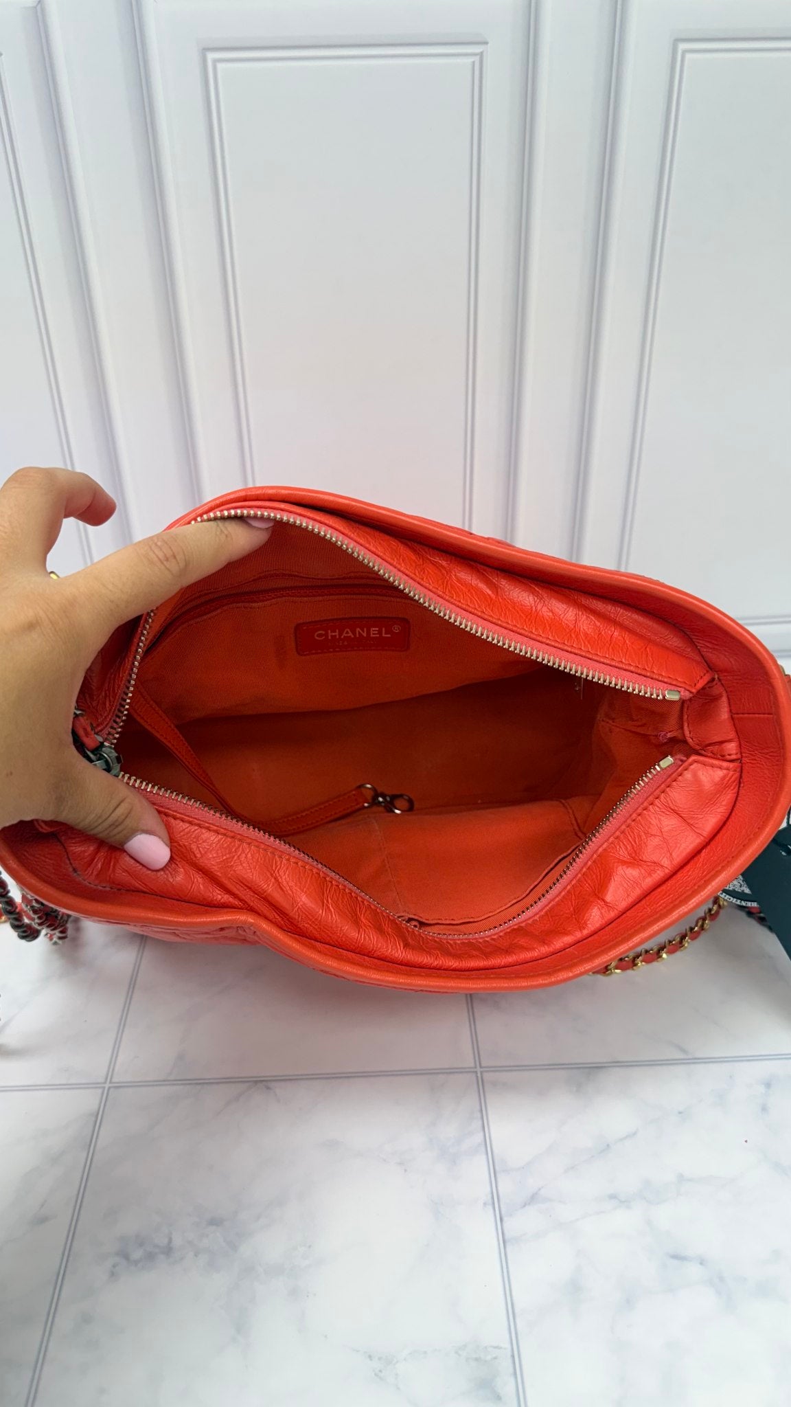 Chanel Orange Quilted Leather Gabrielle Medium Hobo Bag