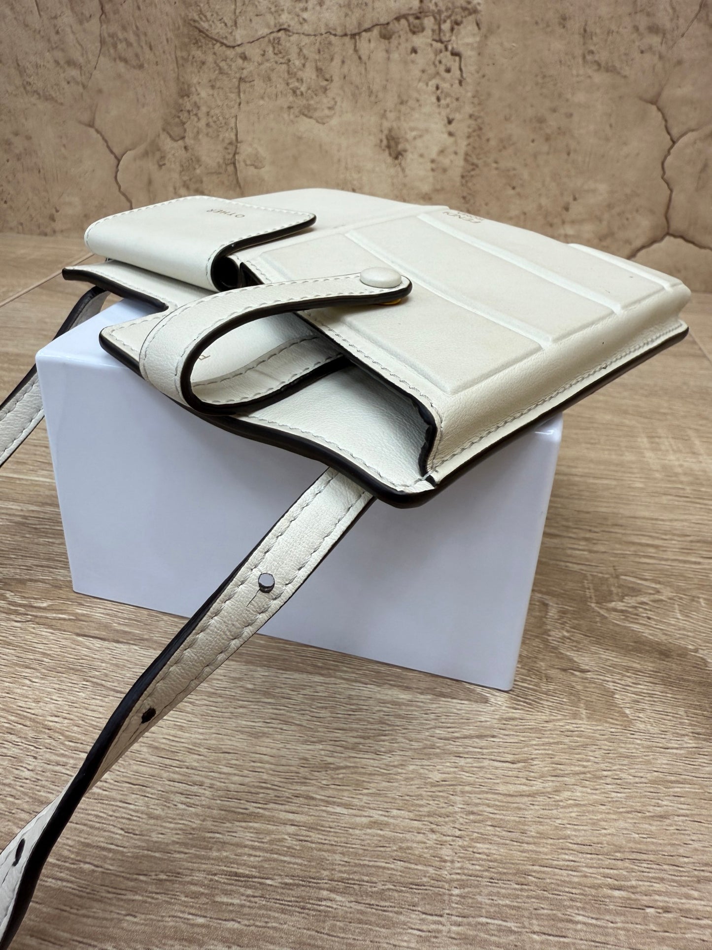 Fendi Ivory Leather Bustine Century Crossbody