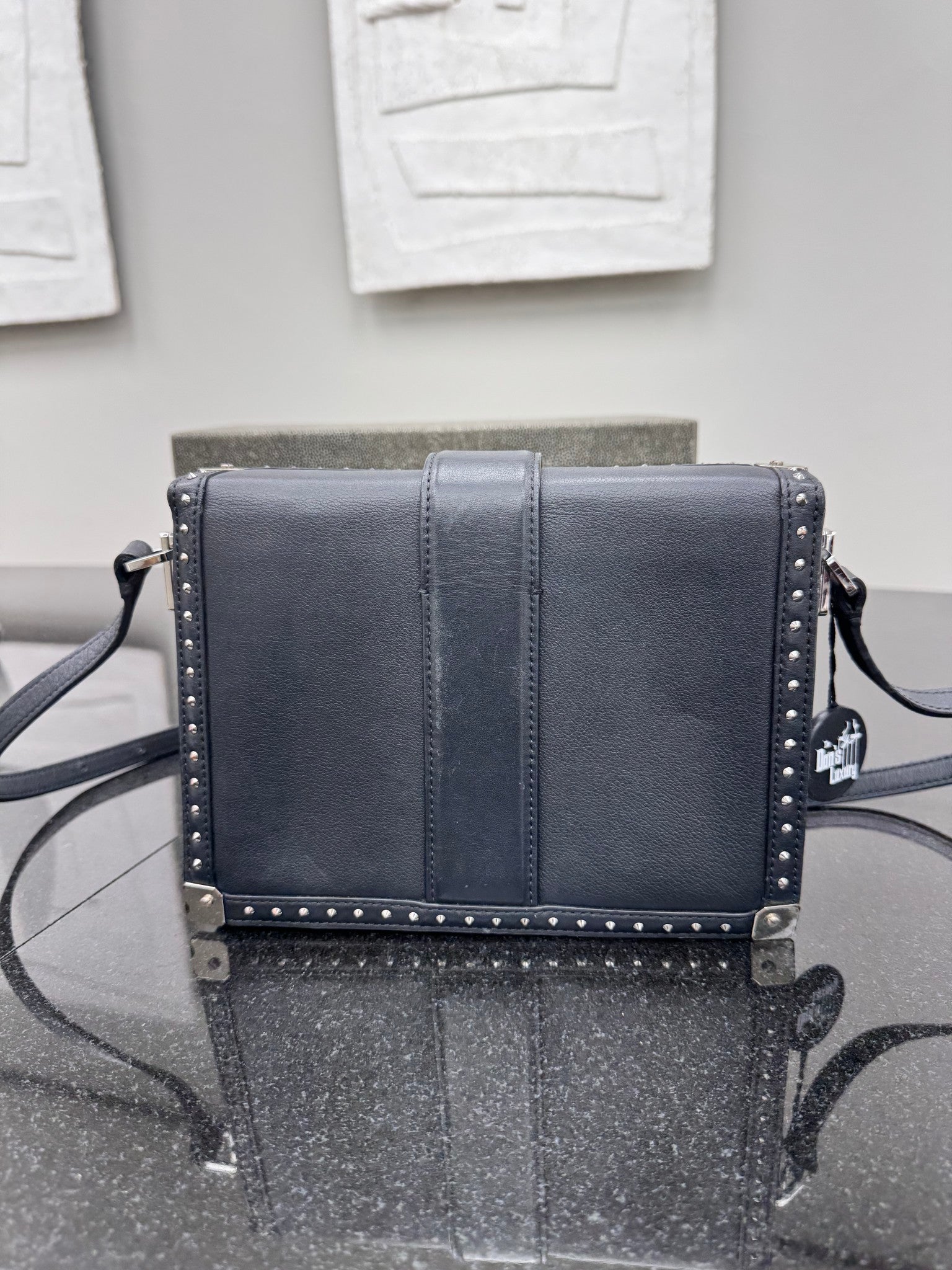MCM Black Studded Leather Crossbody Bag
