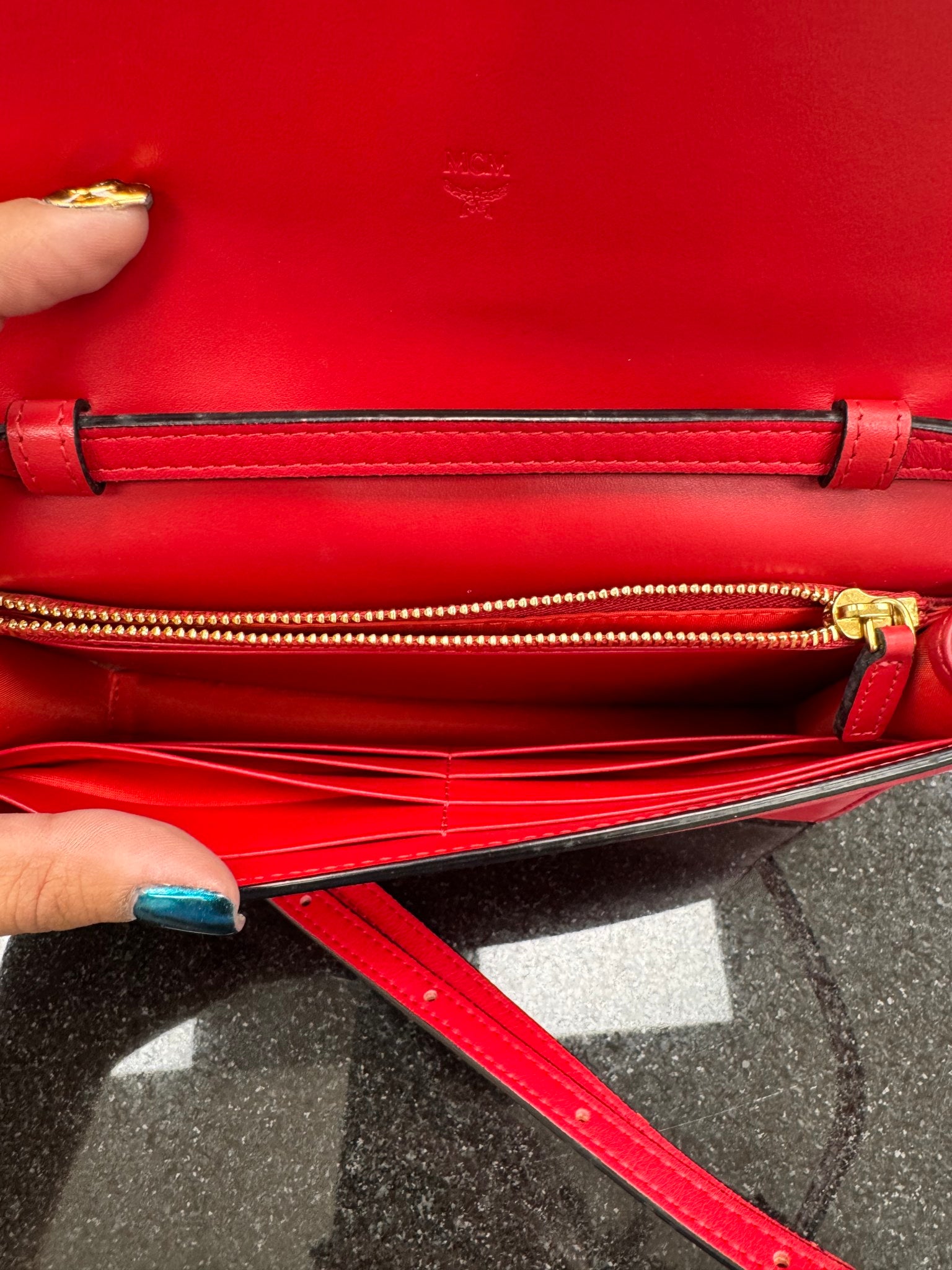 MCM Red Leather Crossbody Bag