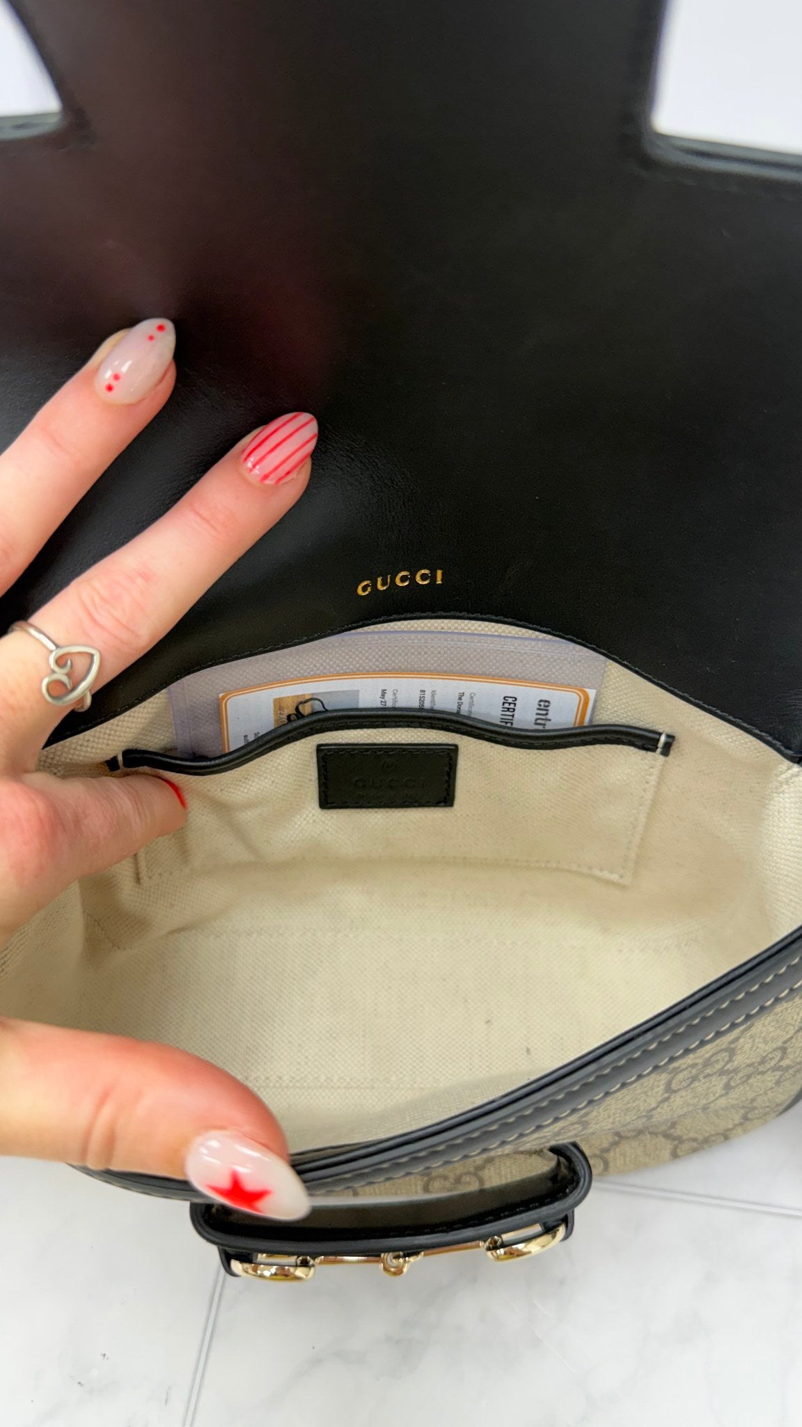 Gucci GG Supreme Canvas & Black Leather 1955 Horsebit Crossbody