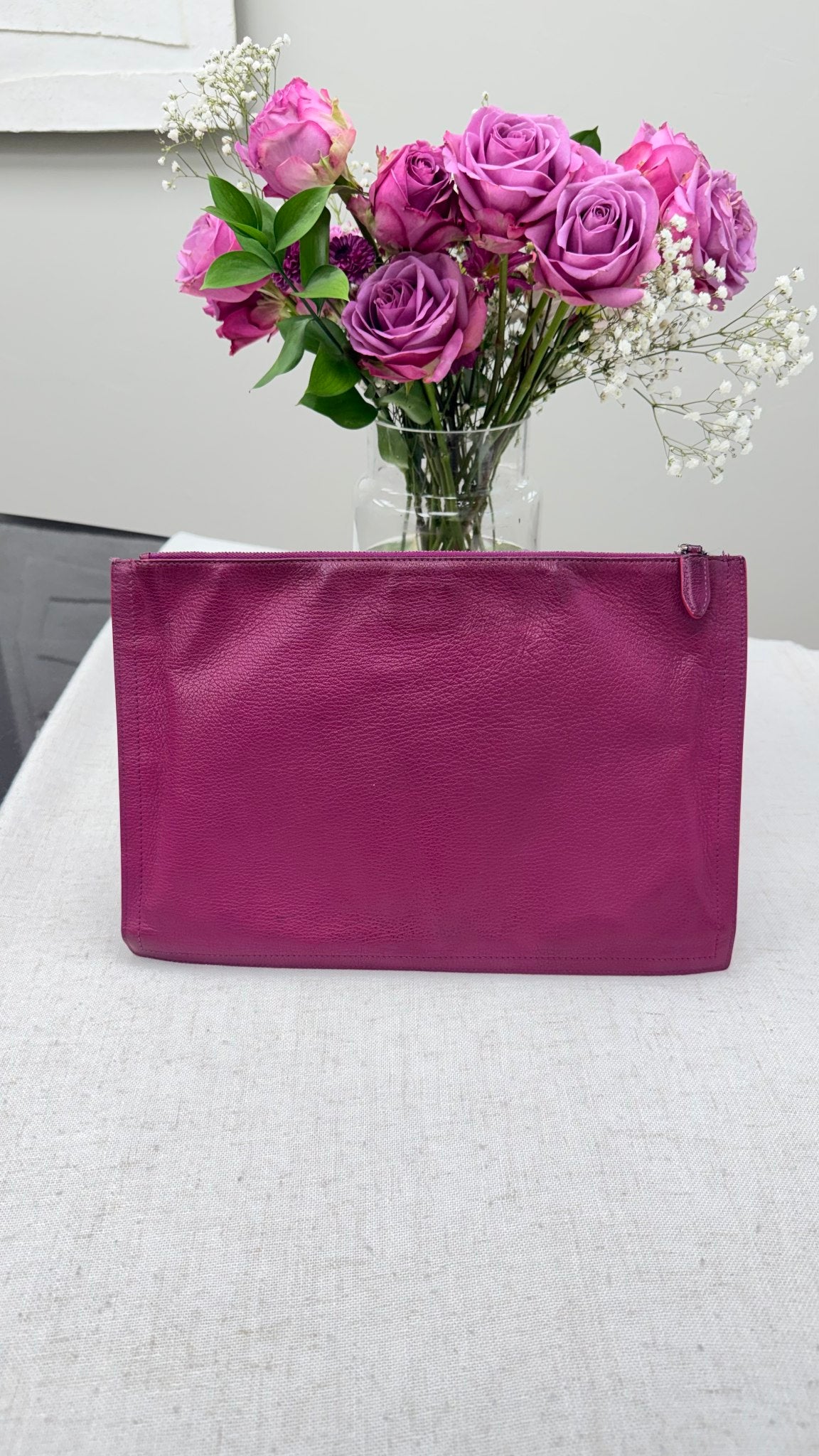Givenchy Dark Magenta Leather Antigona Zipper Pouch