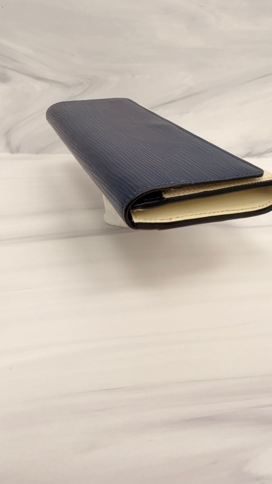 Louis Vuitton Blue And Cream Epi Leather Long Wallet
