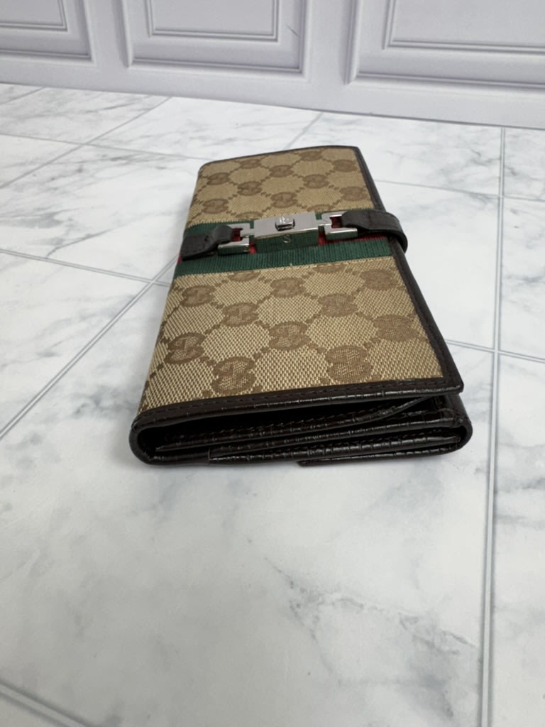 Gucci GG Canvas Sherry Line Jackie Long Wallet